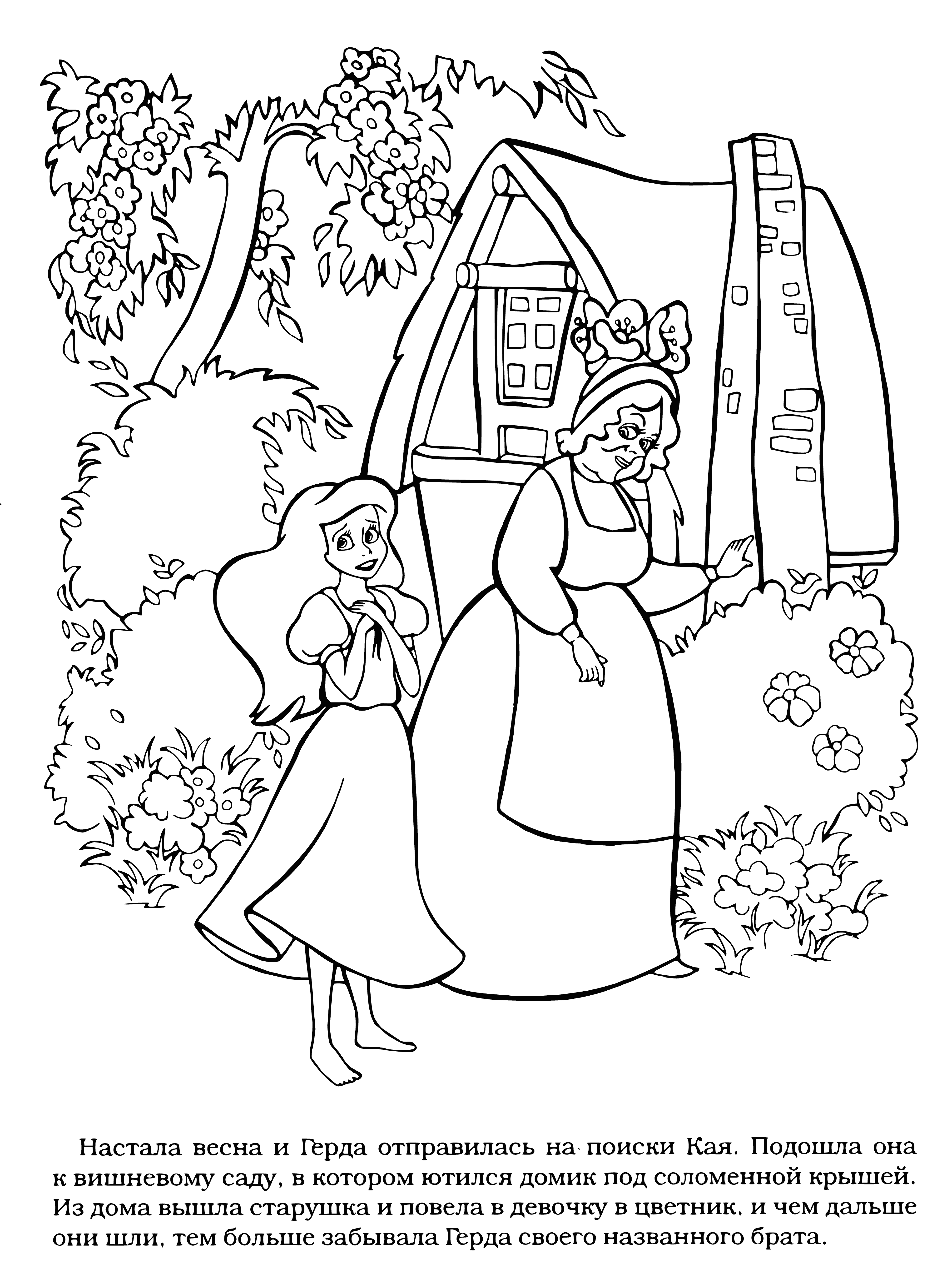 Flower garden of a woman who knew how to conjure coloring page