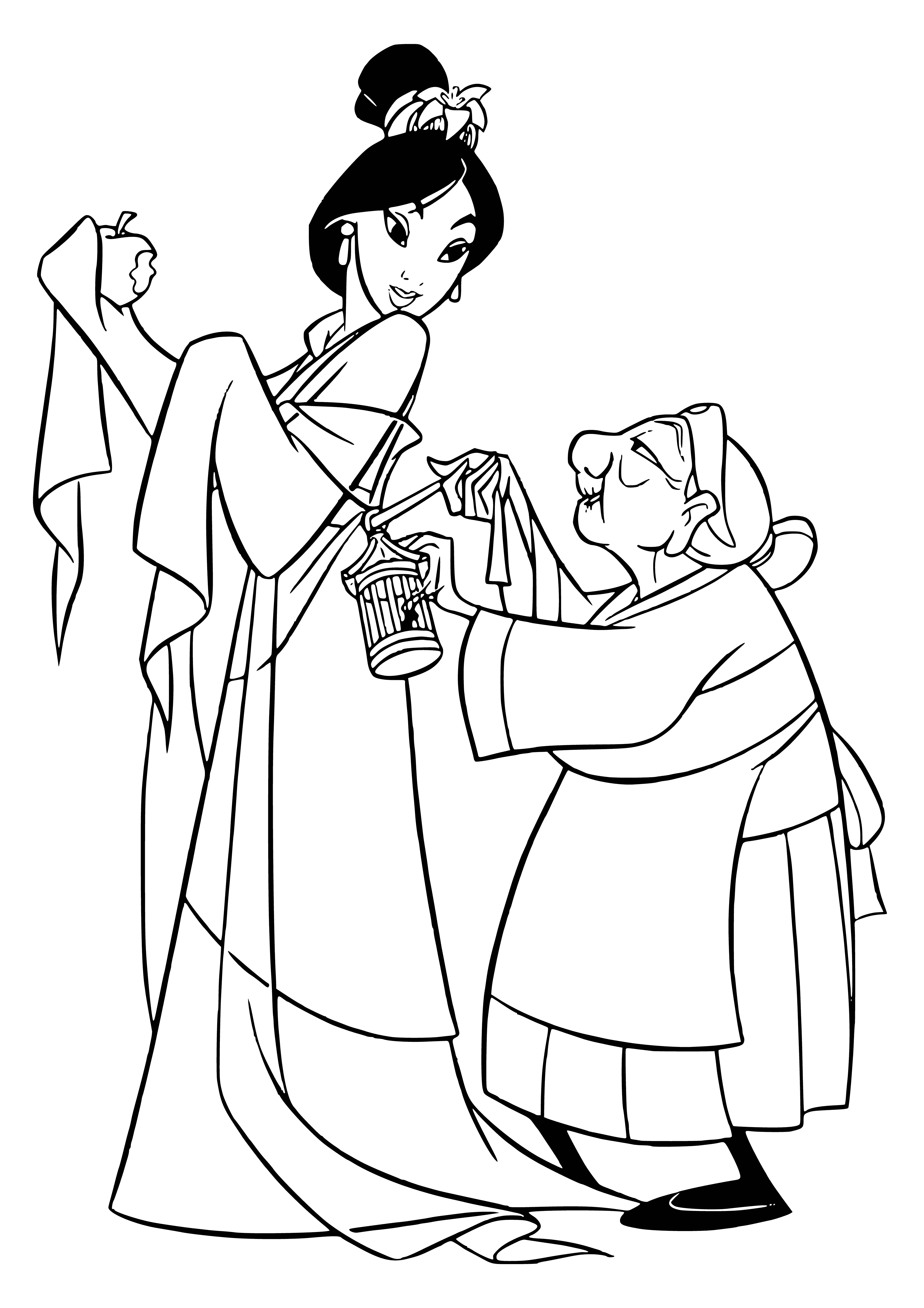 Mulan is going to a matchmaker coloring page