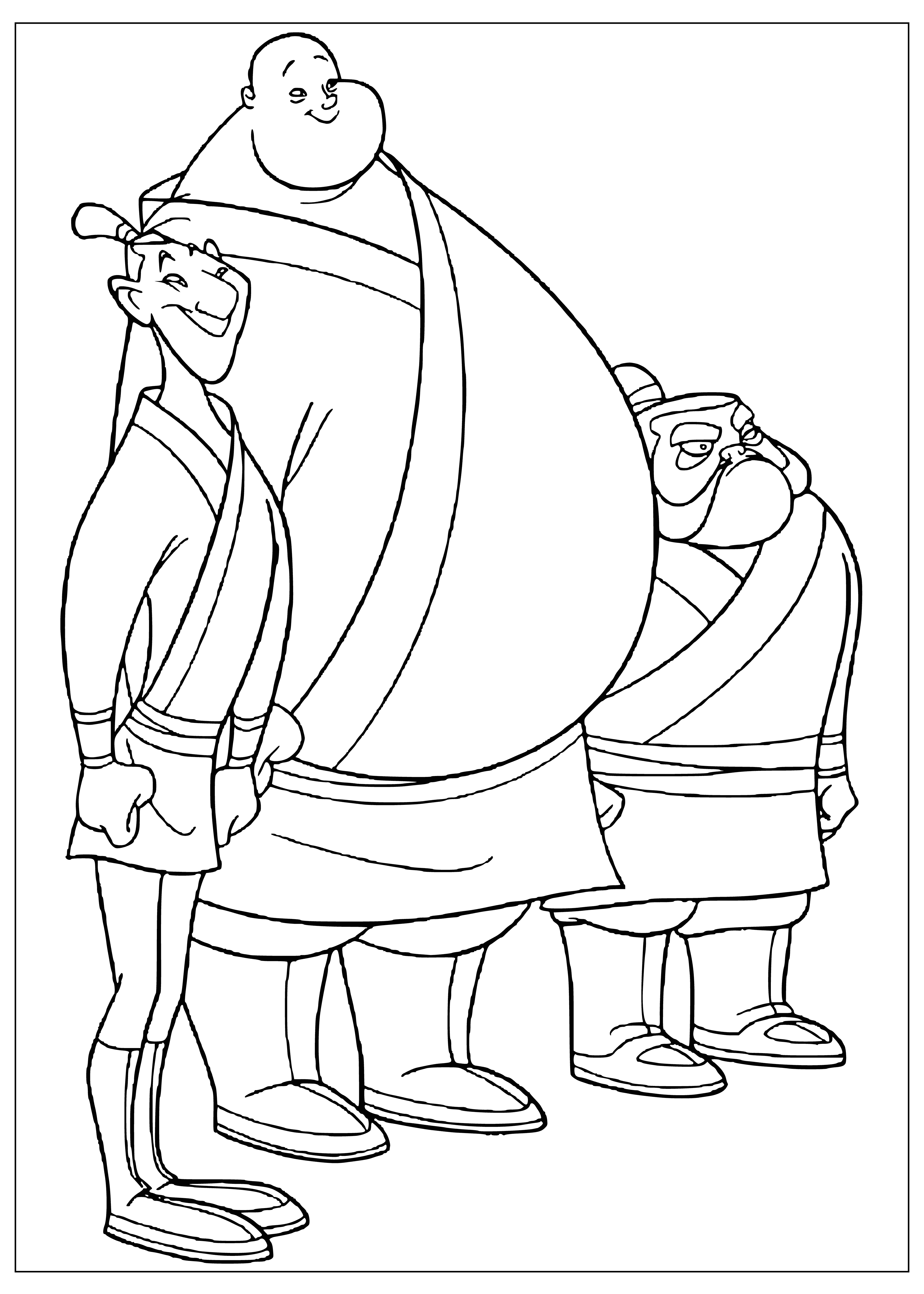 Soldiers Ling, Chien-Po, and Yao are friends of Mulan coloring page