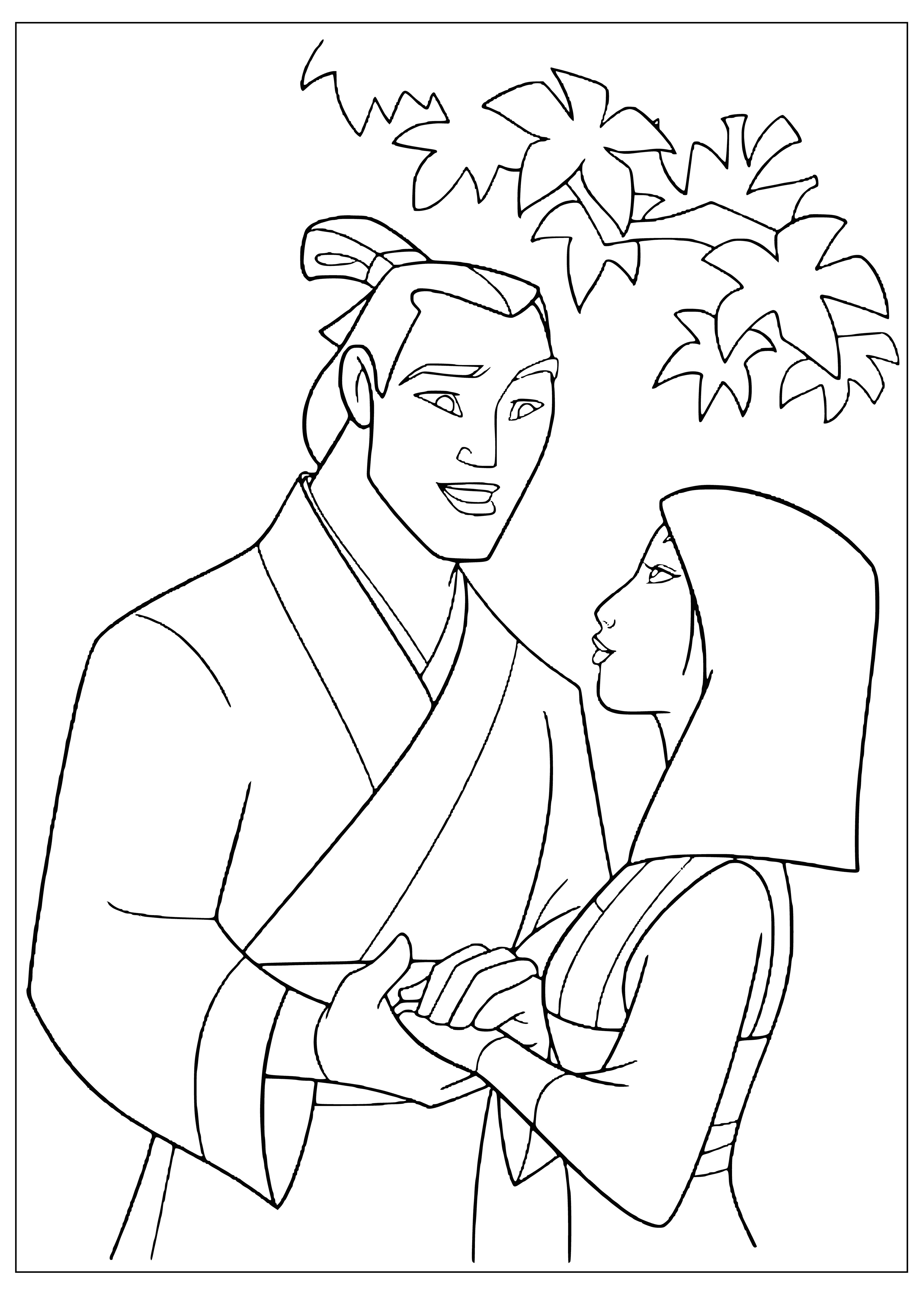 Li Shang and Mulan coloring page