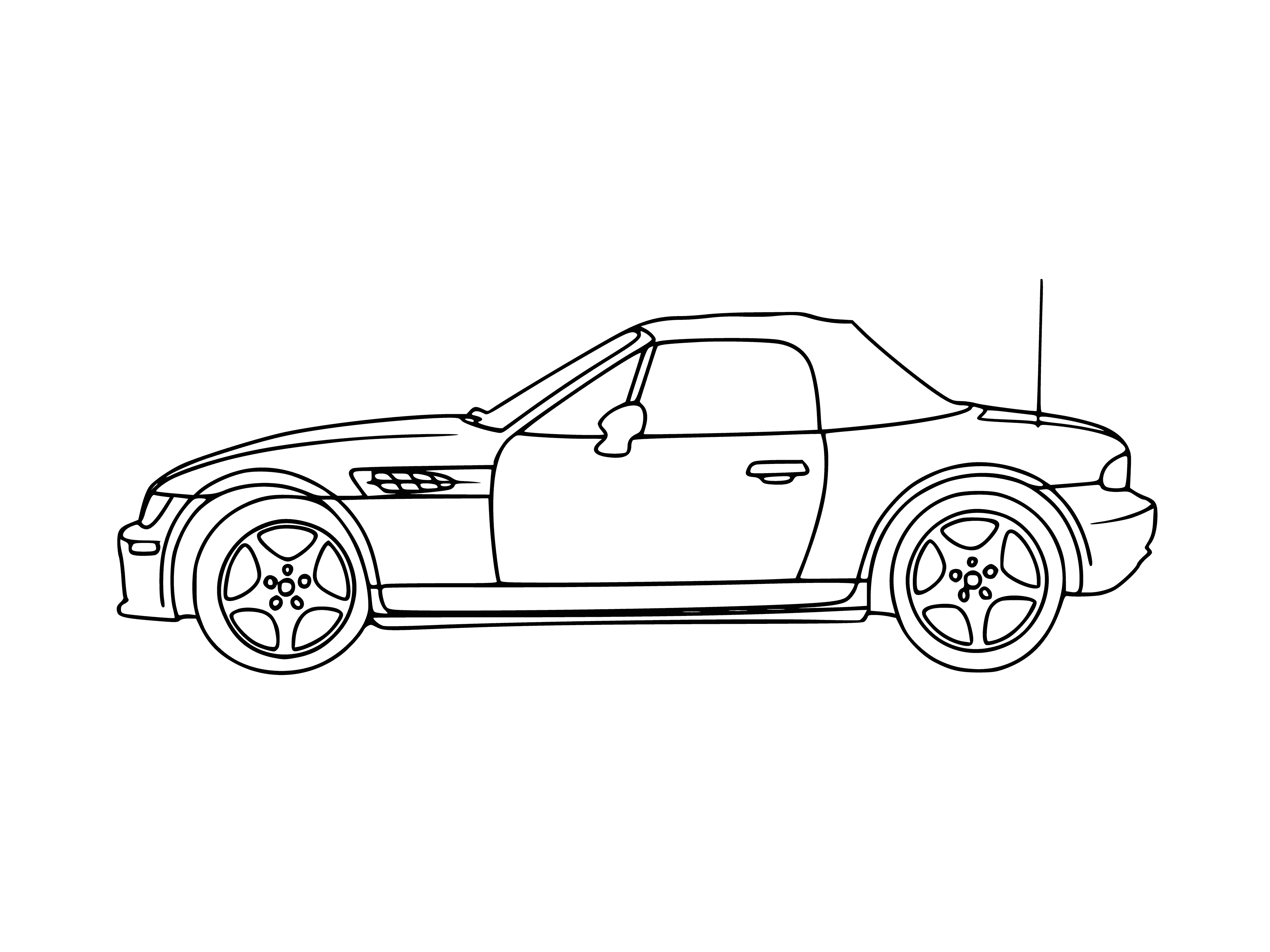 coloring page: Car with retractable/removable soft/metal top, allowing driver to enjoy open-air transportation.