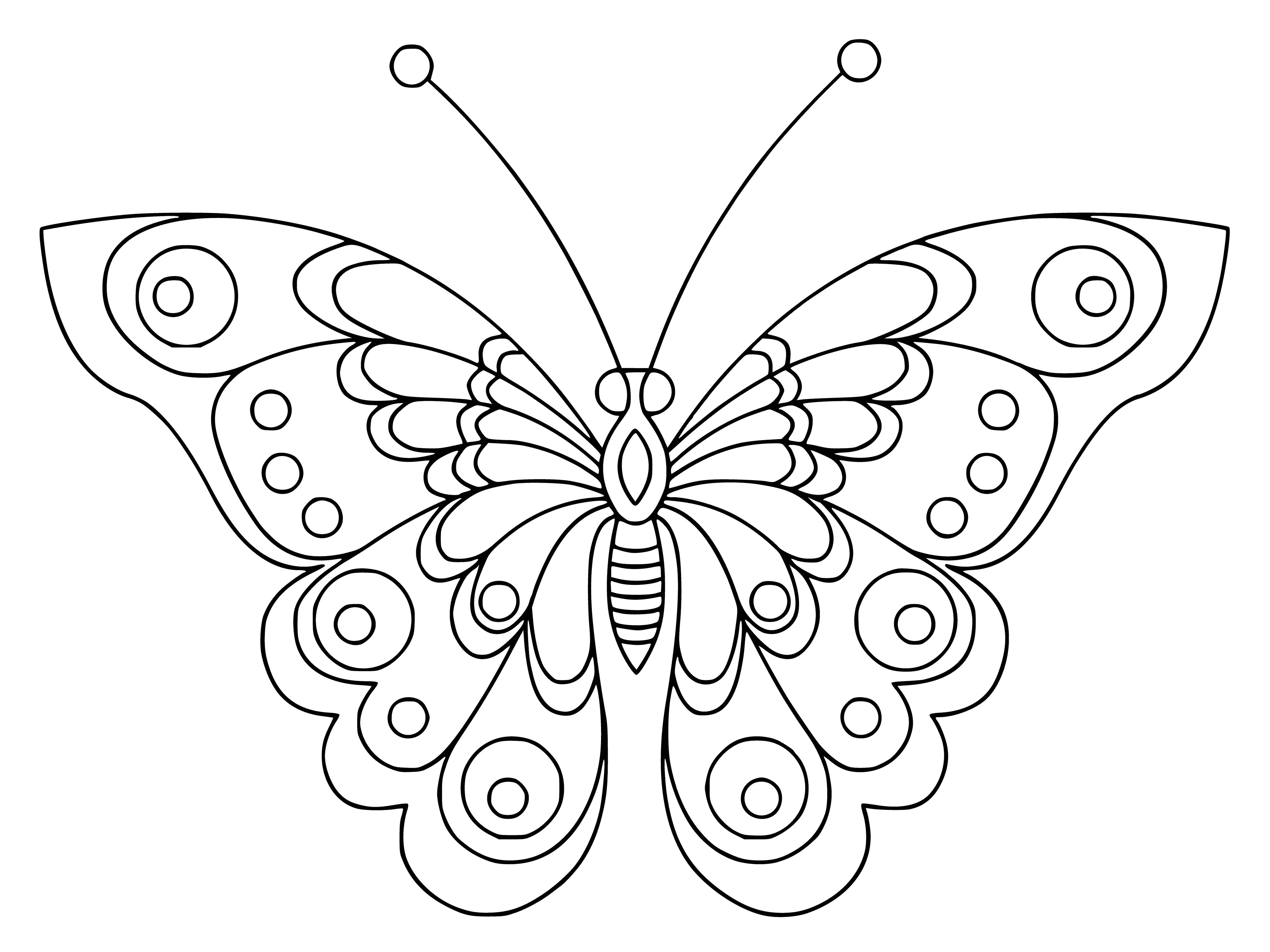 coloring page: Two butterflies with light brown colors, spots of 2 dots and comma shape, wings open/closed, long thin body & 6 thin legs.