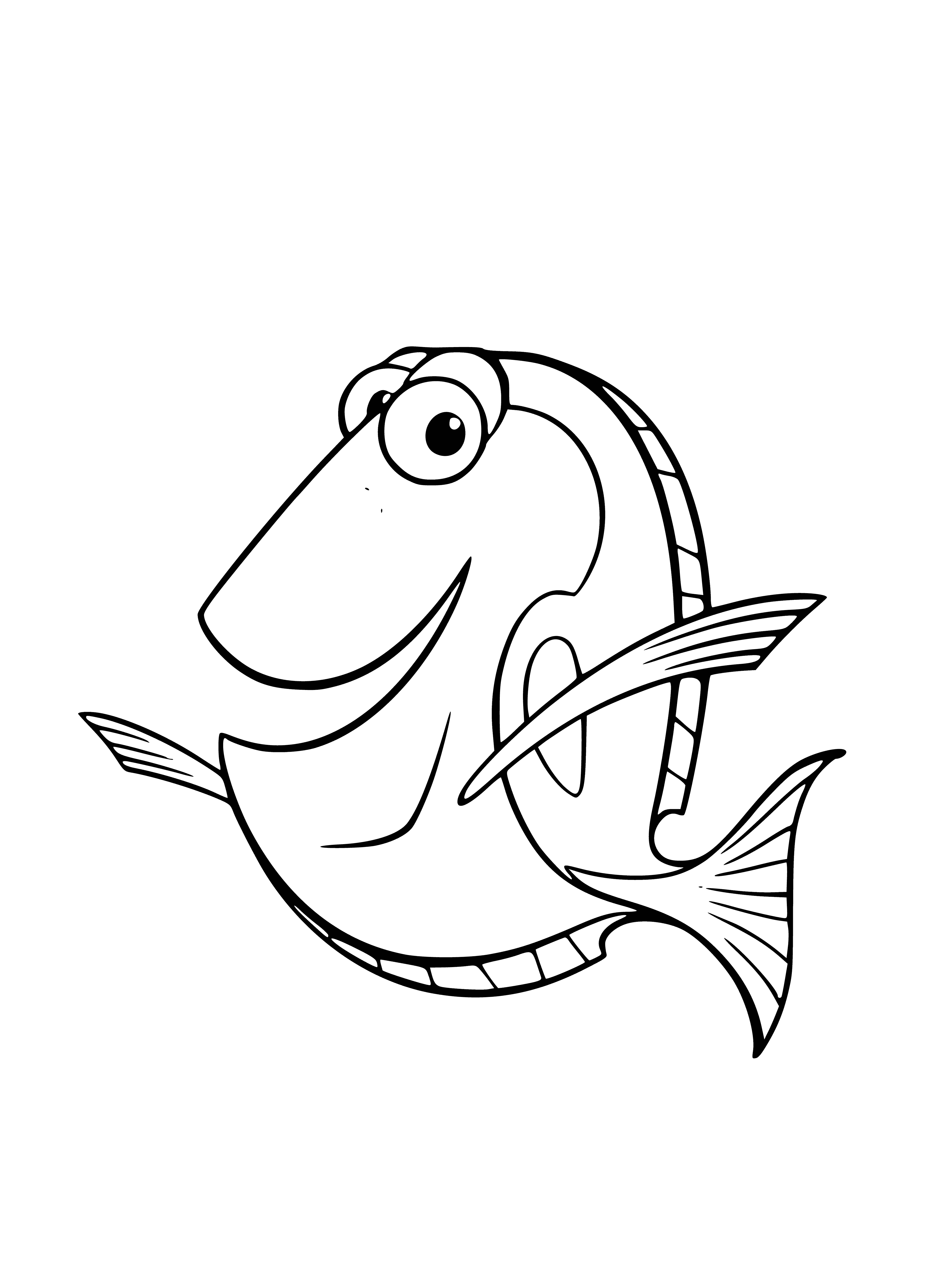 coloring page: Dory is a zesty blue fish with bright yellow fins, cheerful eyes & smile; always up for an adventure & making new friends!