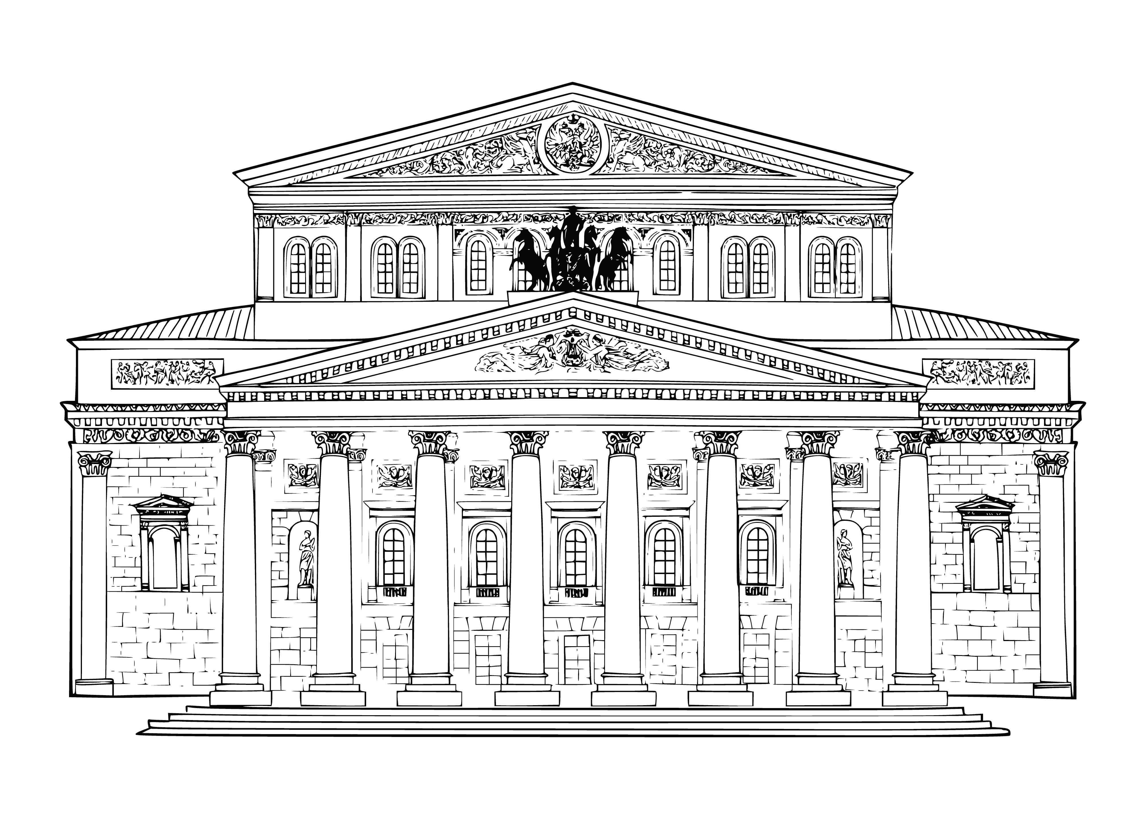Bolshoi Theater in Moscow. Russia coloring page
