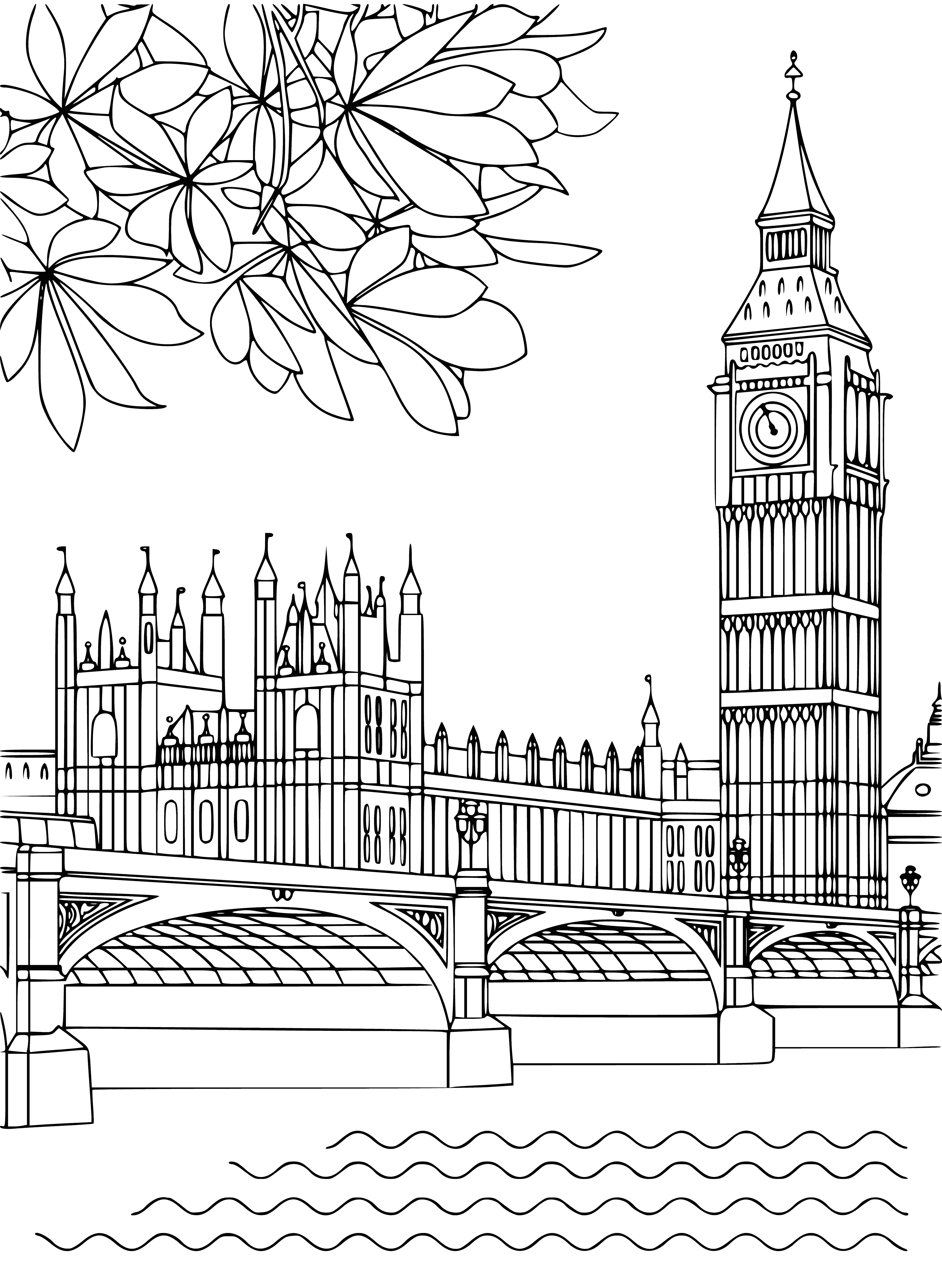 Big Ben en Palace of Westminster in Londen. Engeland inkleurbladsy