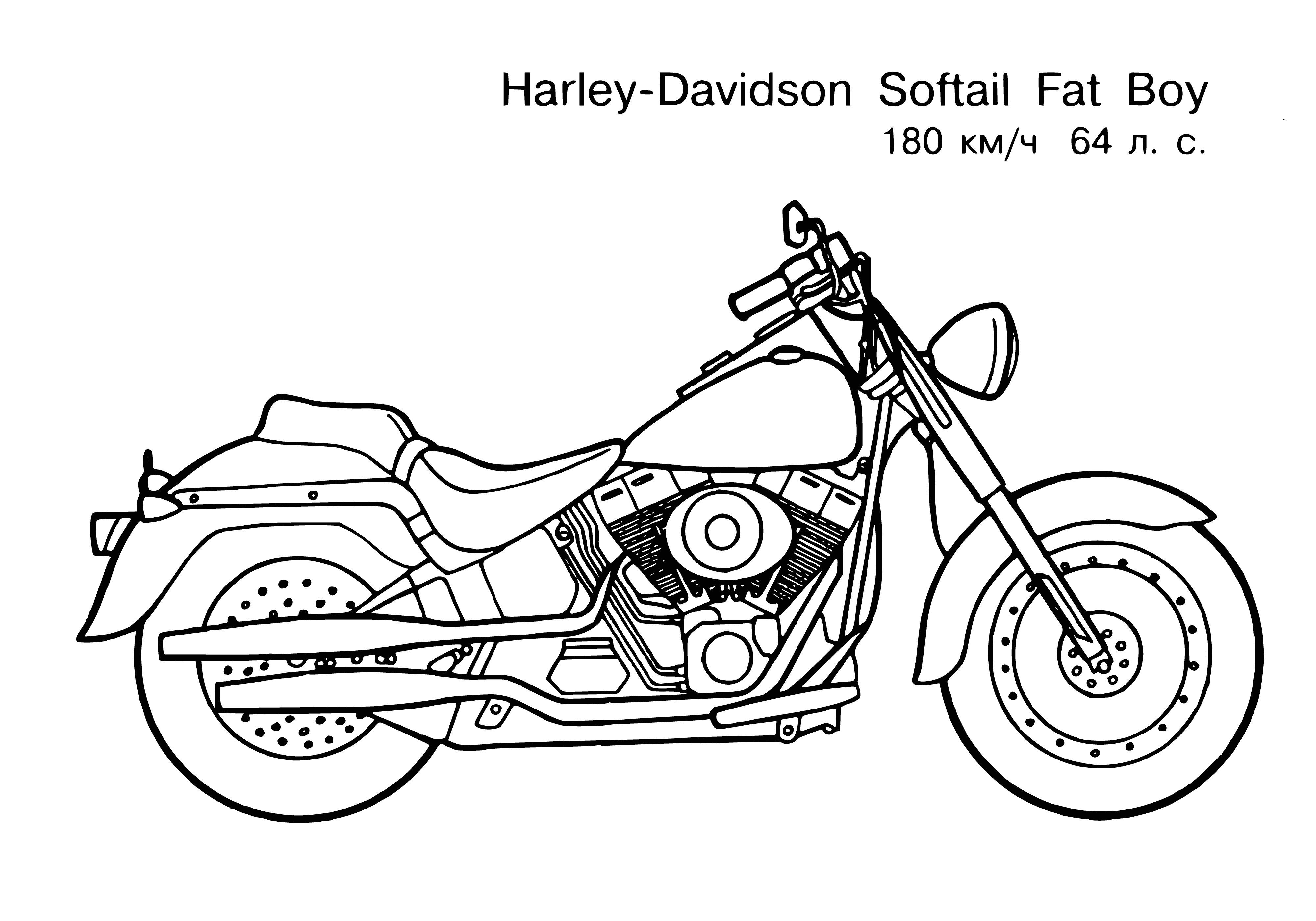 coloring page: Two motorcycles in coloring page: one off-road with large tires & rougher suspension, one for road with small tires & smoother suspension.