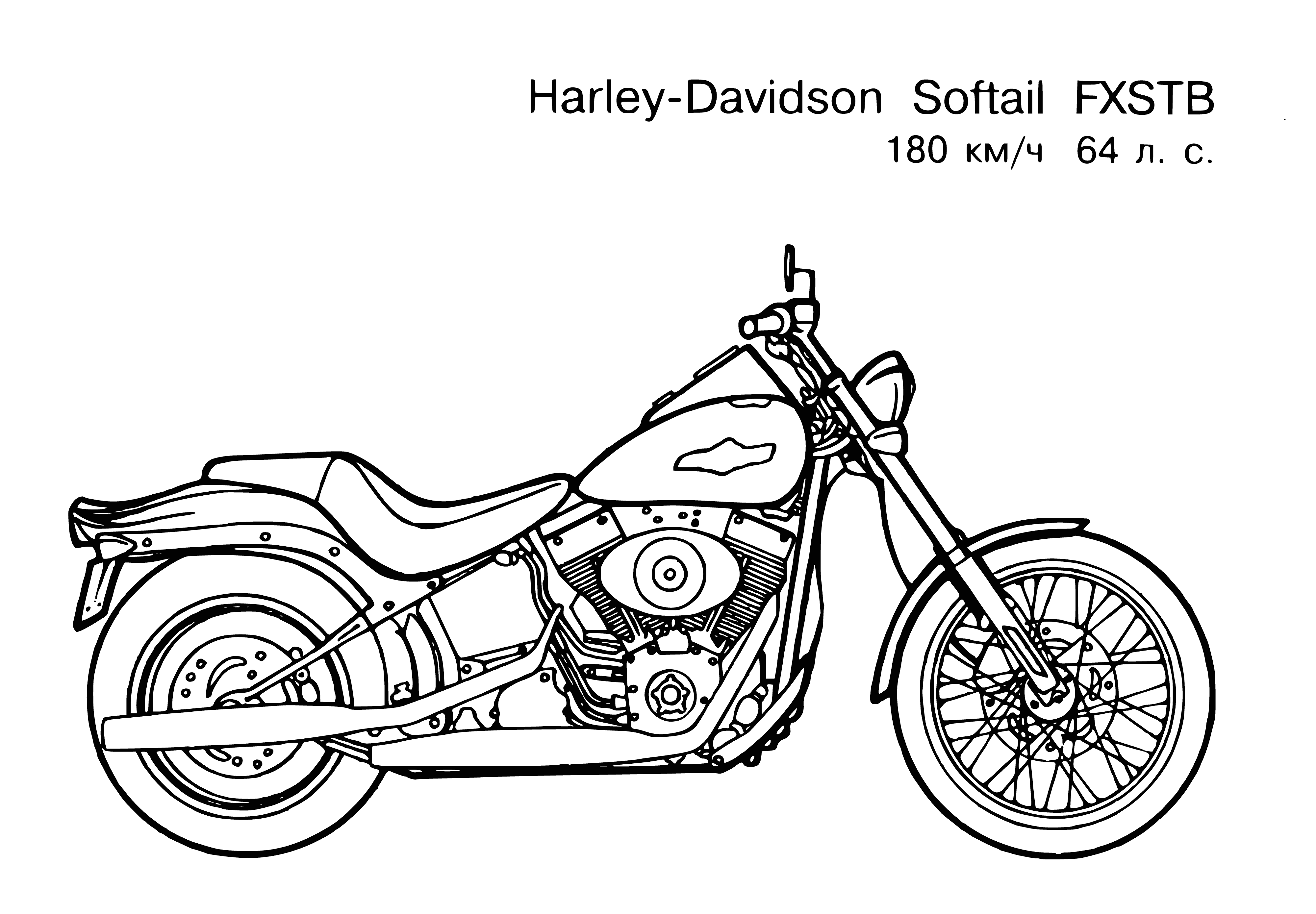 coloring page: => Coloring page features 2 silver motorcycles, "THOR" and "HOG" license plates, with chrome accents, parked on a street.