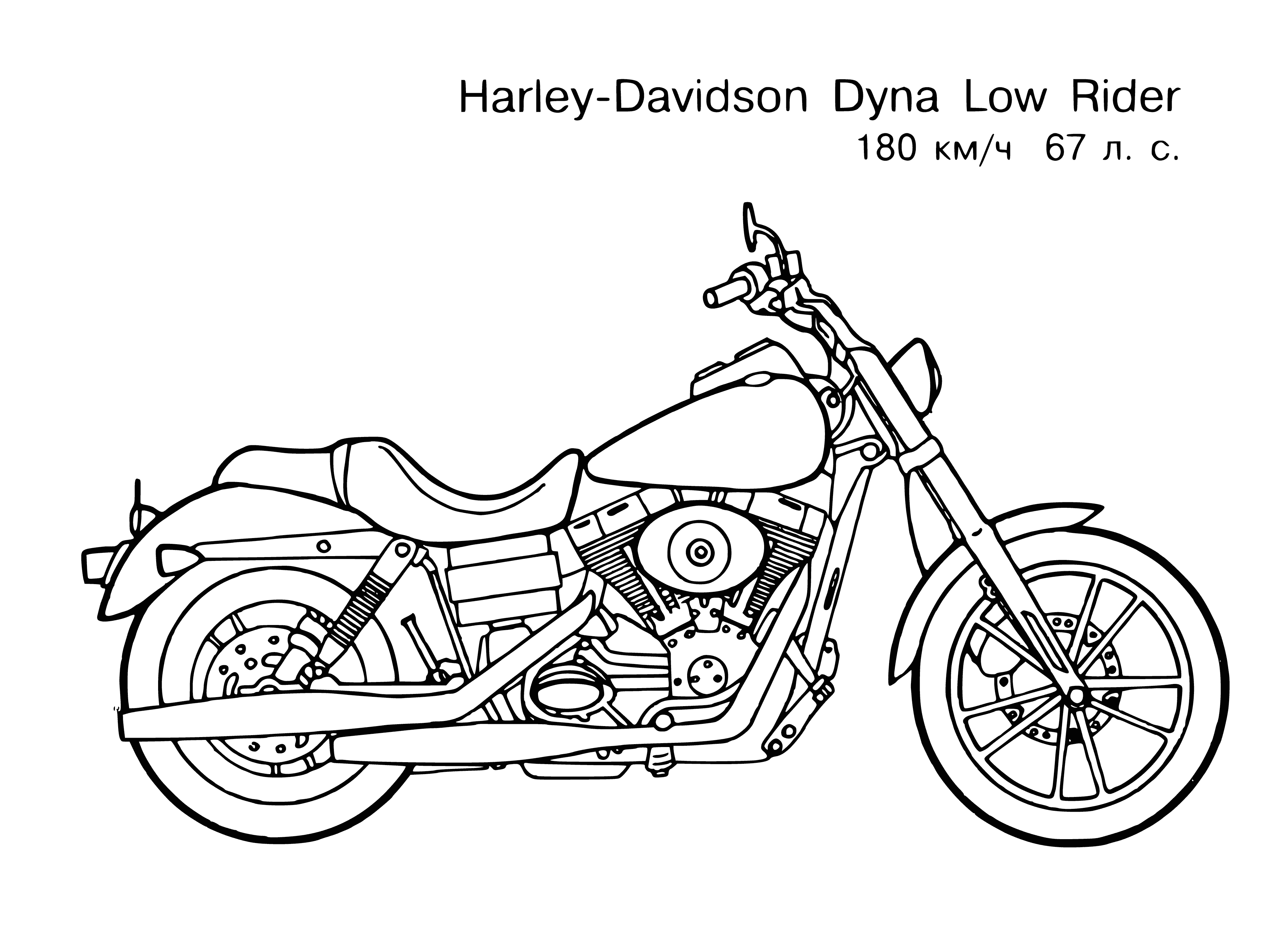 coloring page: Motorcycle parked on a road w/person looking at it; day, front wheel turned left; background blurry. #bluemotorcycle #daytime #blurry