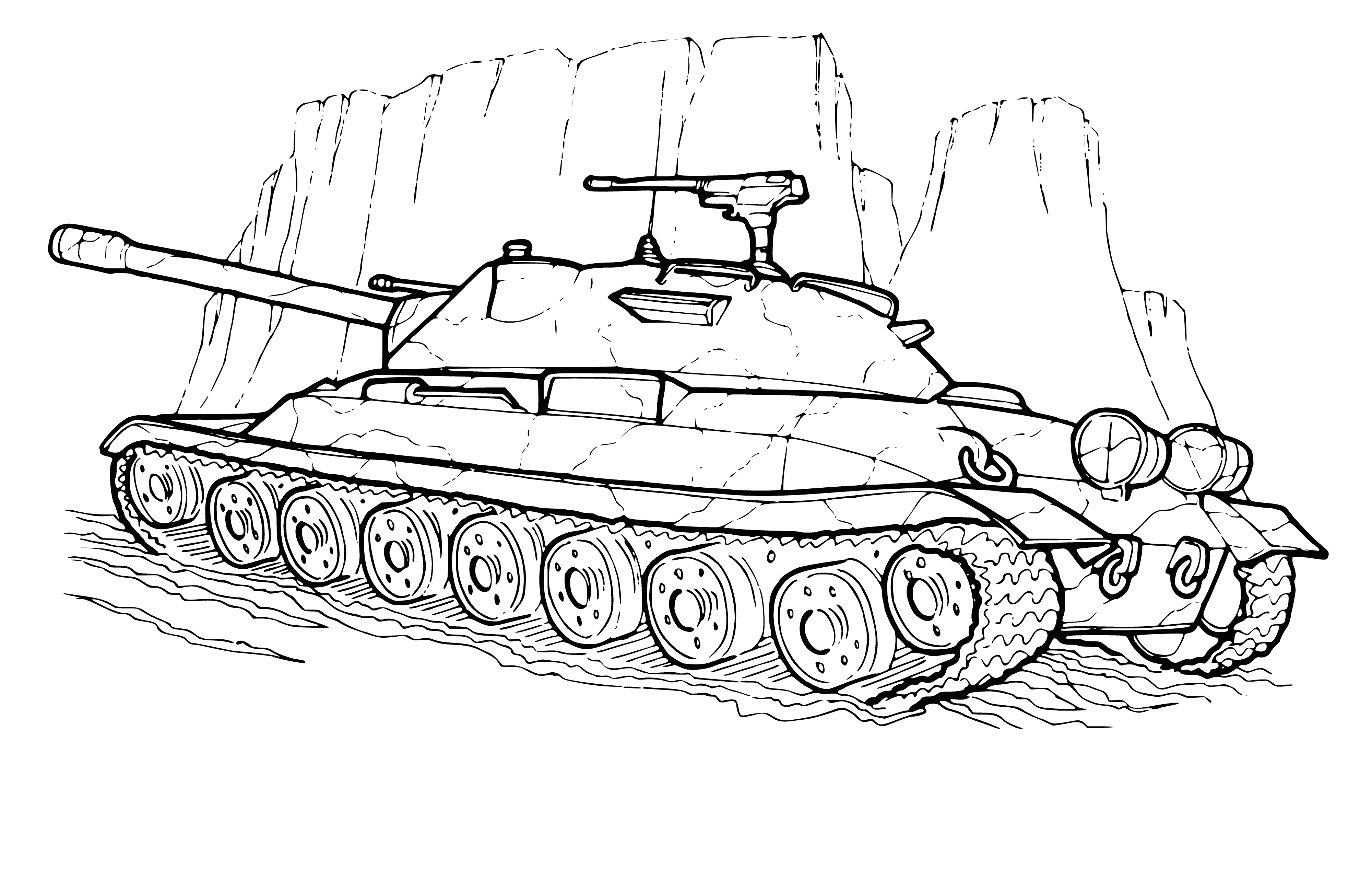 coloring page: Tank crews are highly trained experts, working together as a team to protect and defeat enemies on the battlefield.