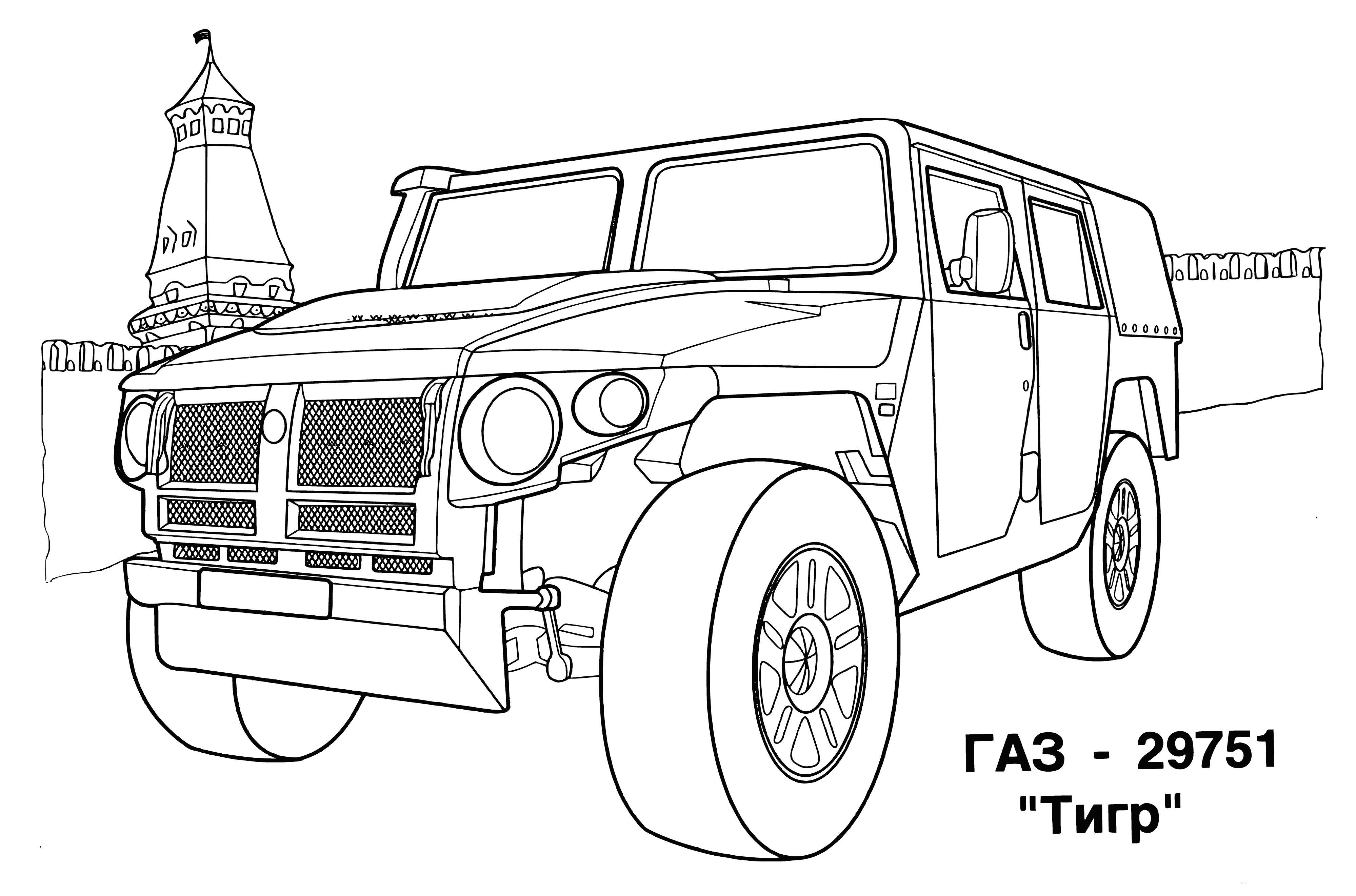 coloring page: Two silver jeeps w/ 4 doors parked side by side in a lot. #coloring #automobiles