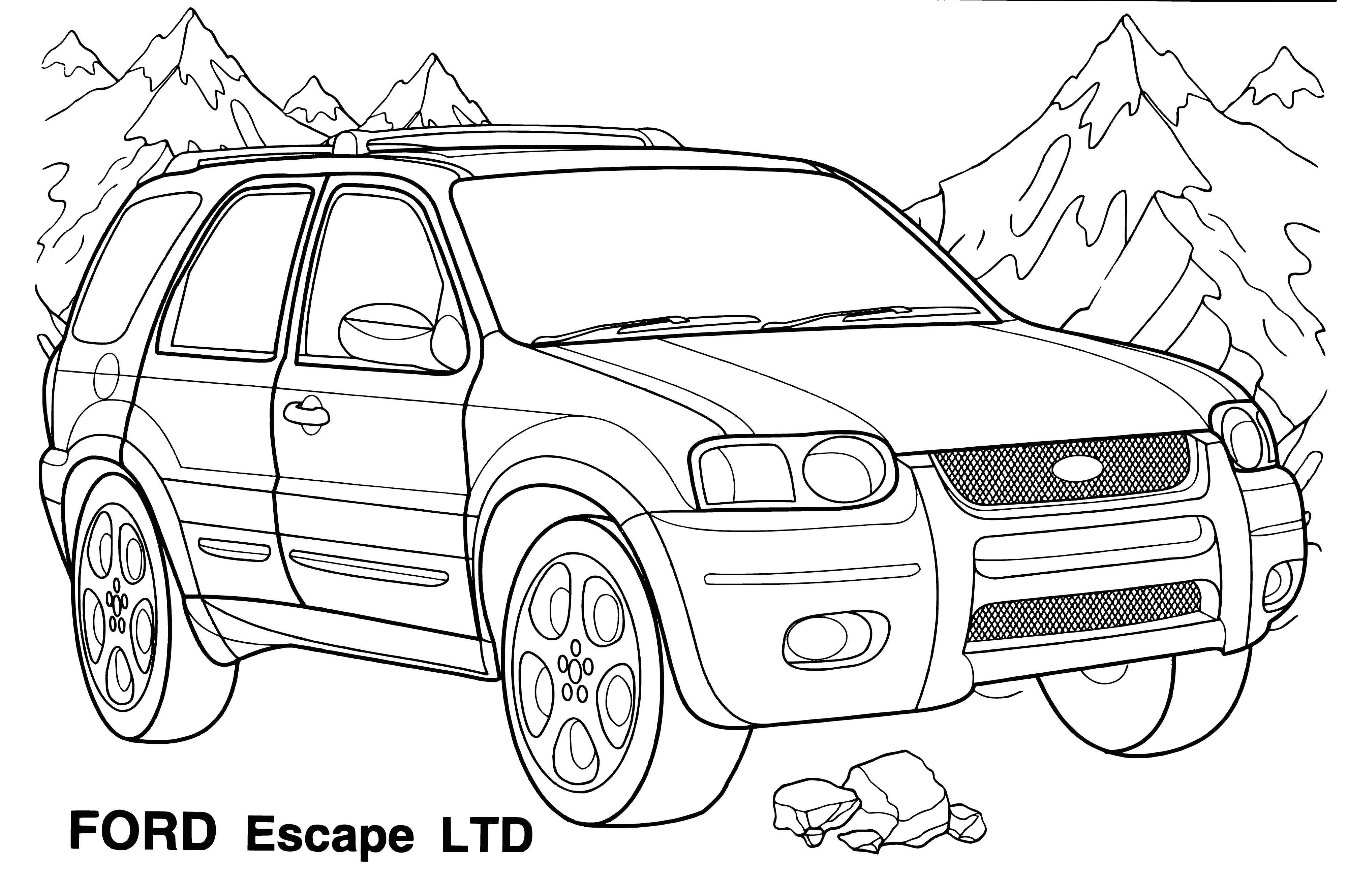 coloring page: Two silver jeeps in parking lot with doors open, each with a person inside. #coloringpage