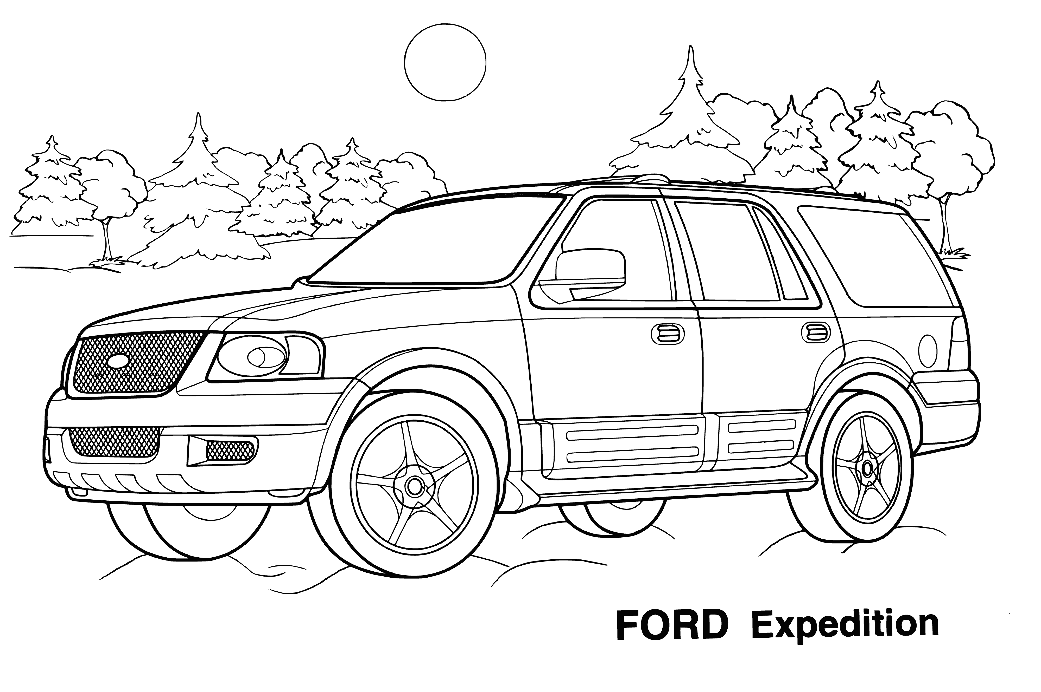 coloring page: 3 jeeps in coloring page, different colors. Two facing same way, one other way. Doors open on all.