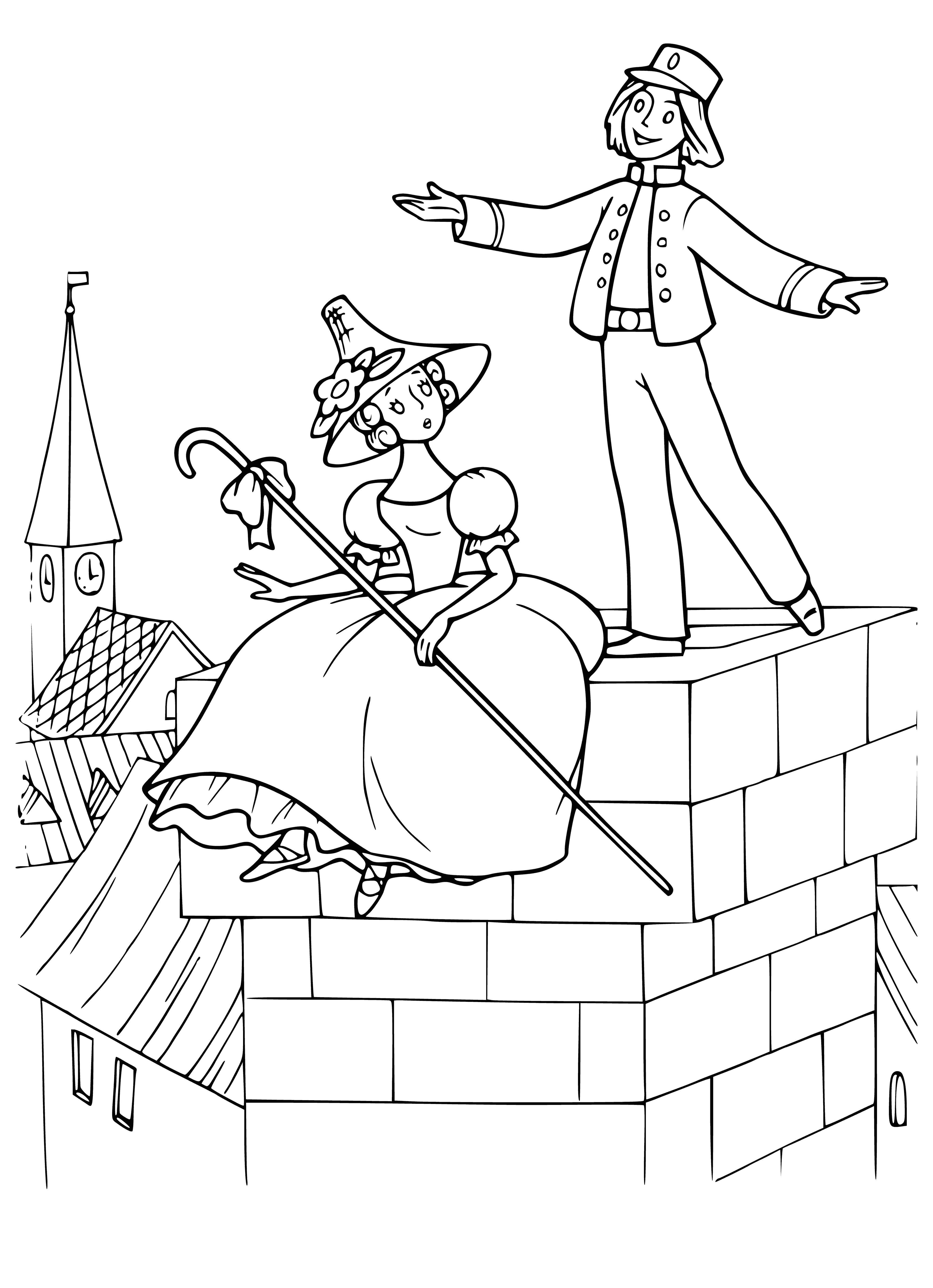 coloring page: Girl & boy happily explore a book filled with words & illustrations while dressed in traditional clothing. #reading #storytime