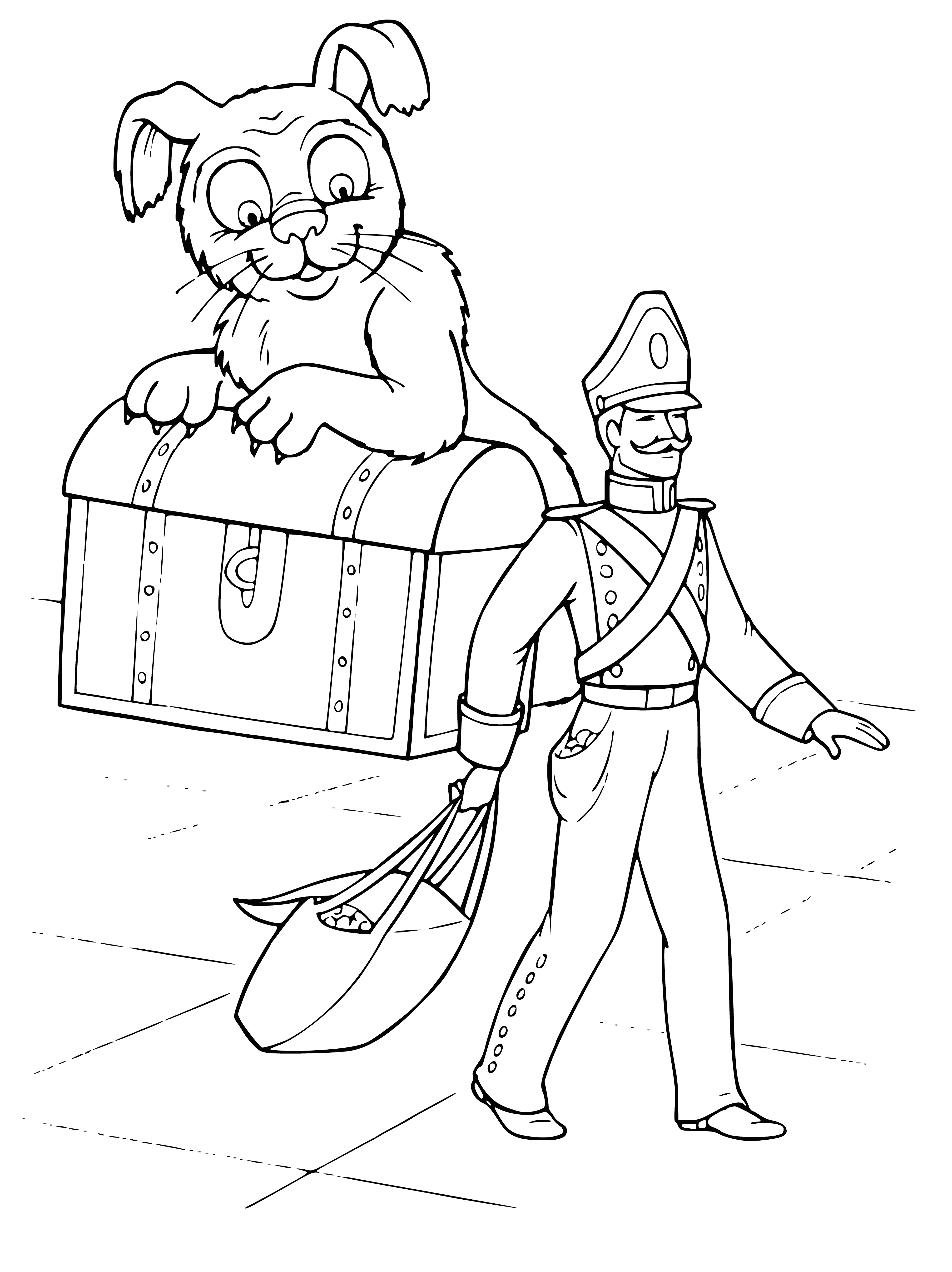 Soldier and dog coloring page