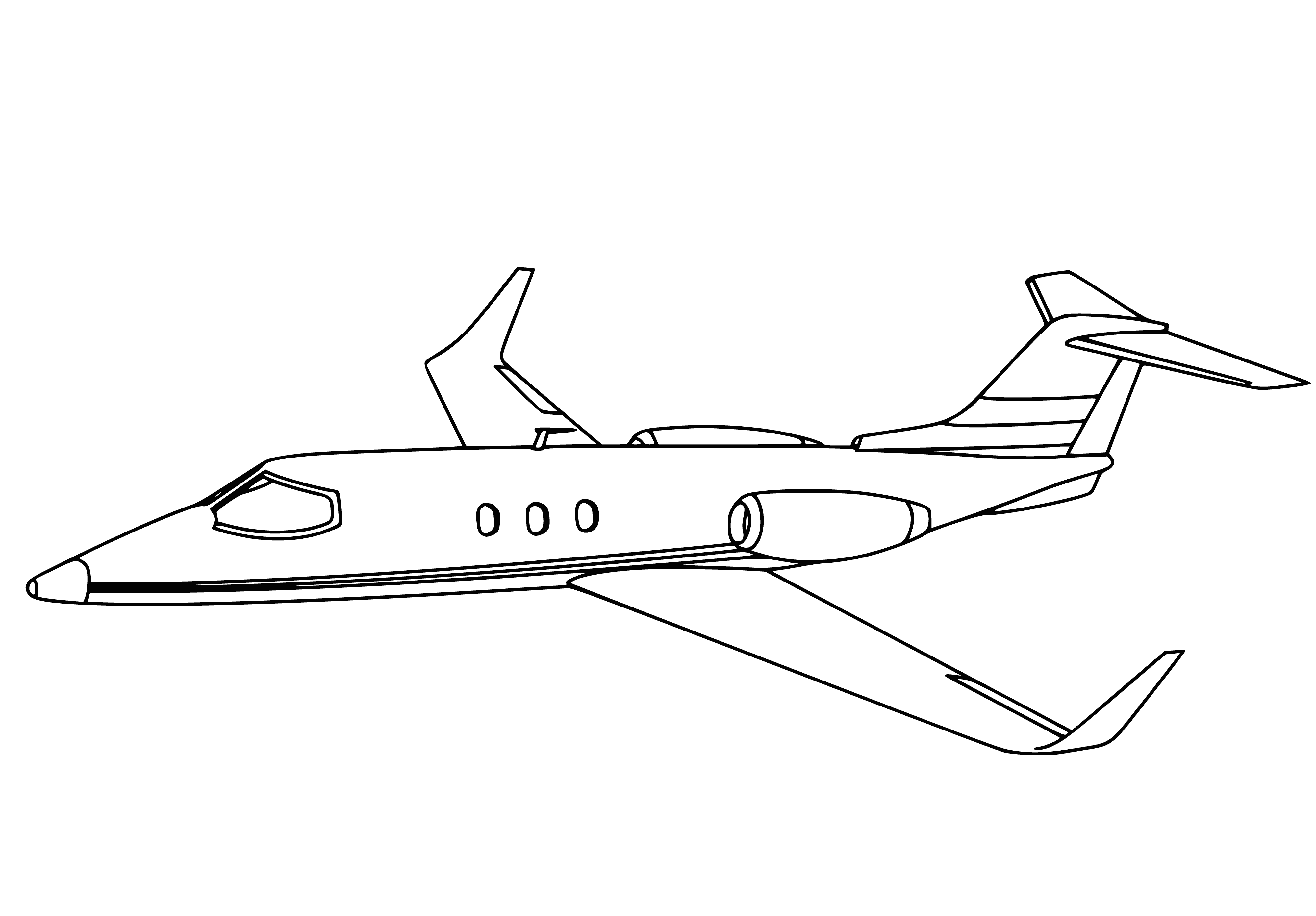 coloring page: An airplane is a powered flying vehicle with wings to sustain flight through propellers or jets.