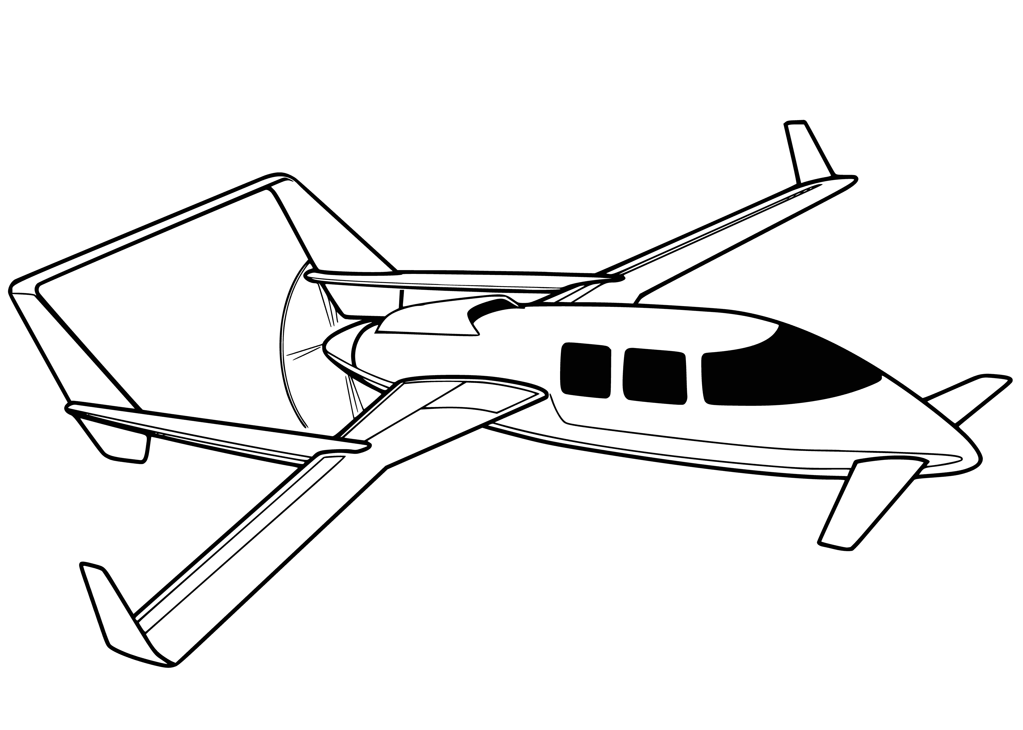 coloring page: Two white planes in sky flying with wings & tails.