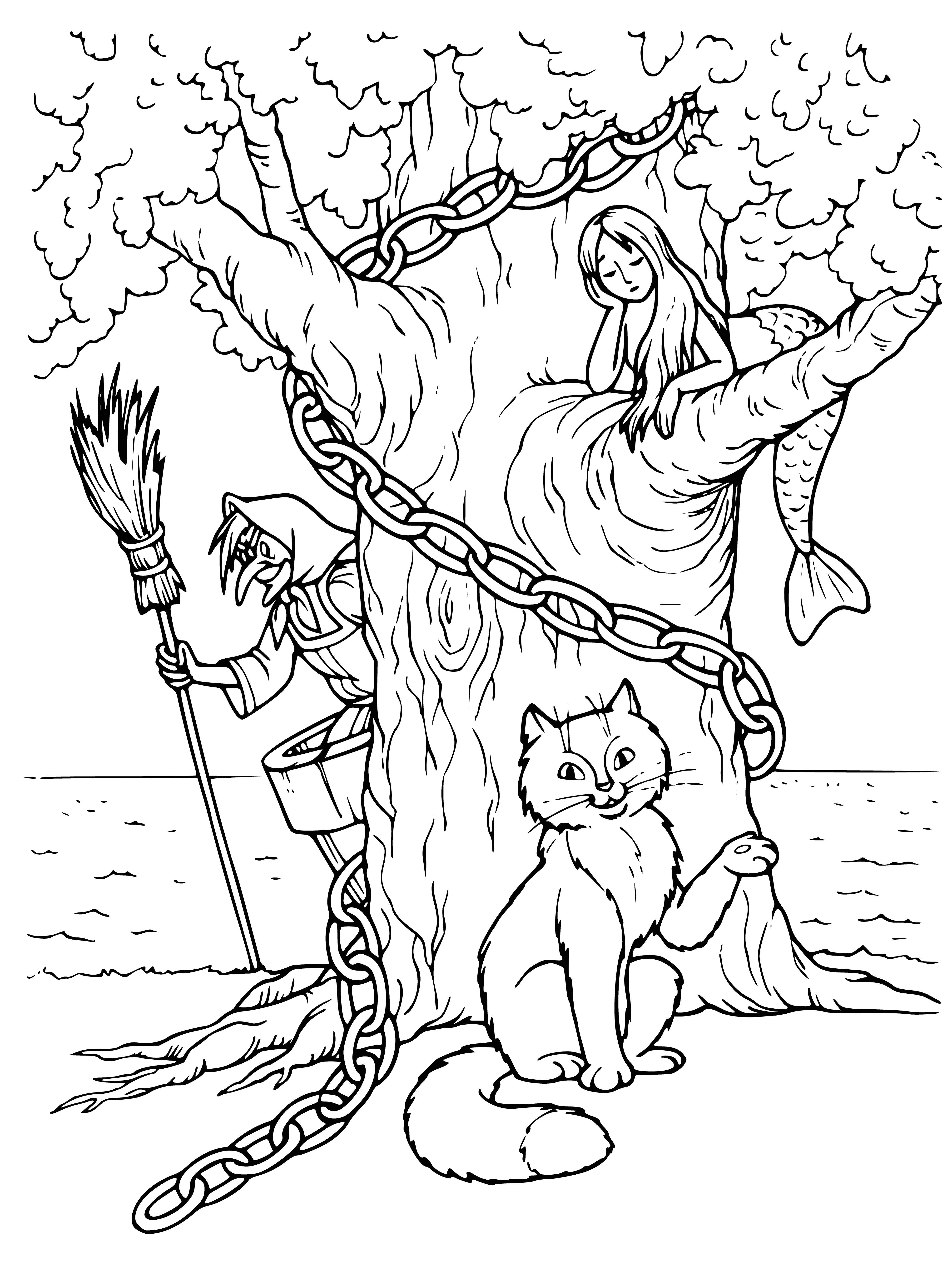 coloring page: Tales of the everyday struggles of the villagers in Lukomorye from Alexander Pushkin, told with humor and insight.