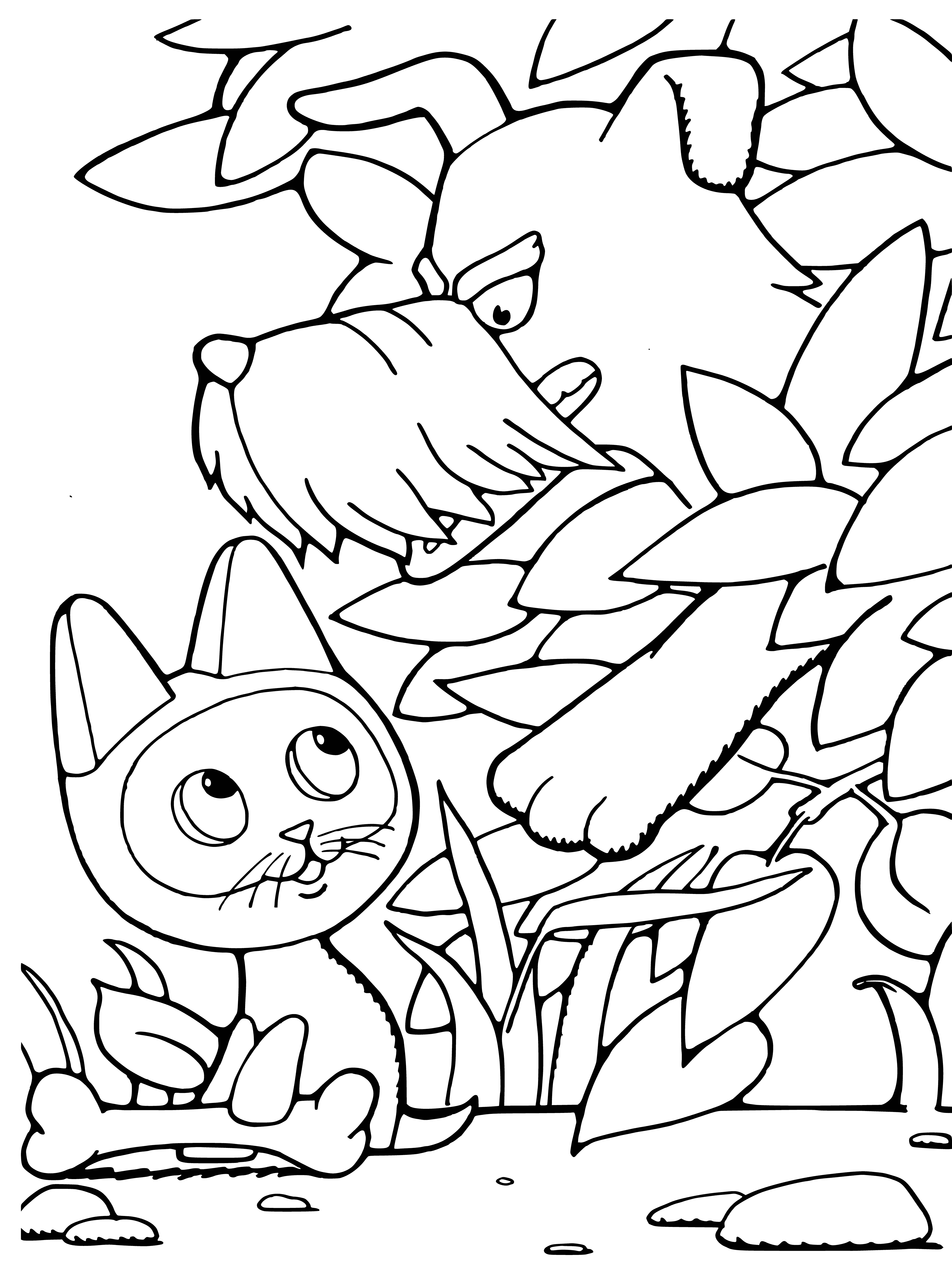 coloring page: Fluffy Kitten Woof loves to explore & play - with big blue eyes, a white muzzle & paws, & a black & white coat, she's always ready for adventure! #cute #kitten