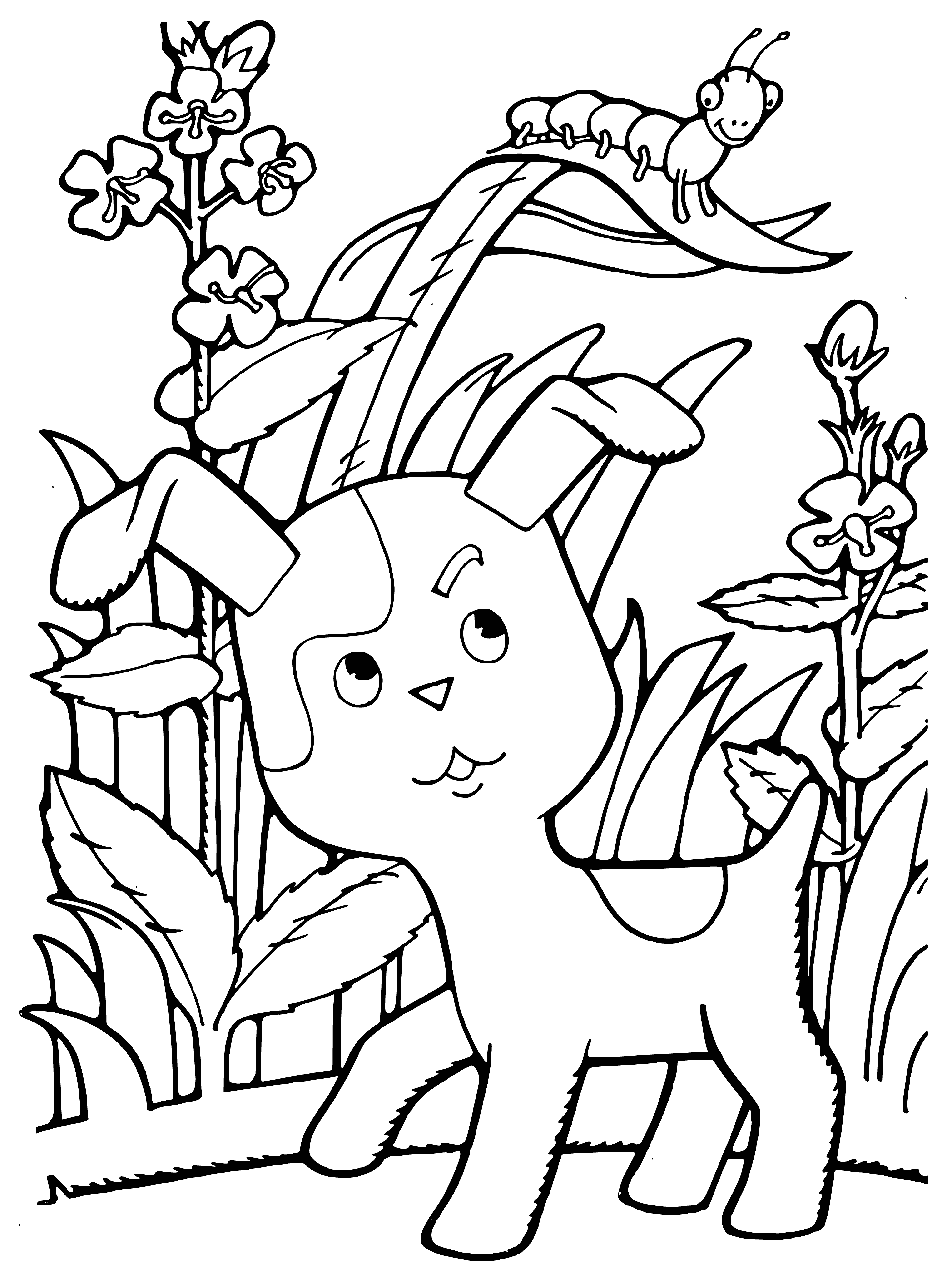 coloring page: Kitten in center surrounded by energetic puppies in playful scene. Cute and fun coloring page.