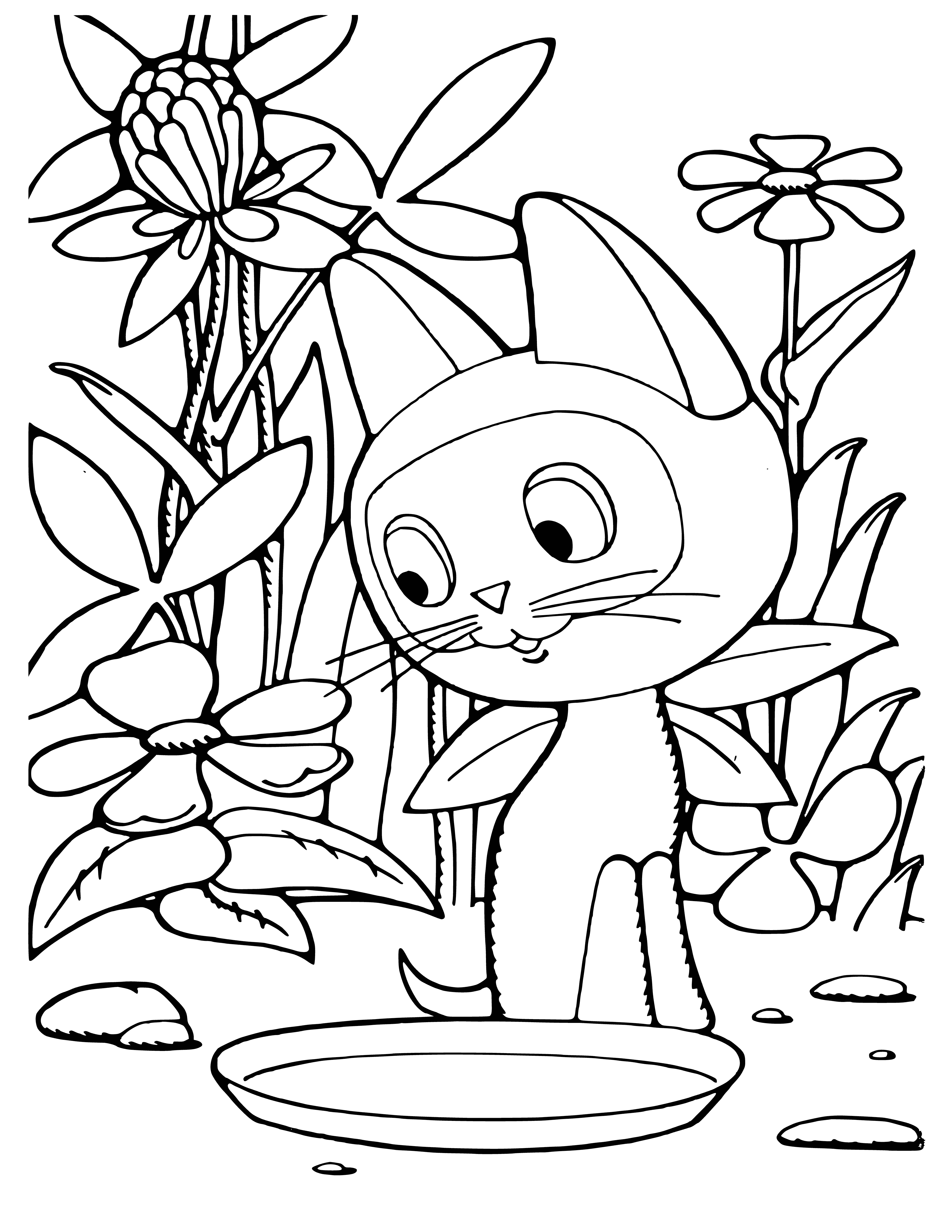 coloring page: Kitten Woof is a playful explorer who loves to play with her toys. She's a beautiful long-furred kitten.