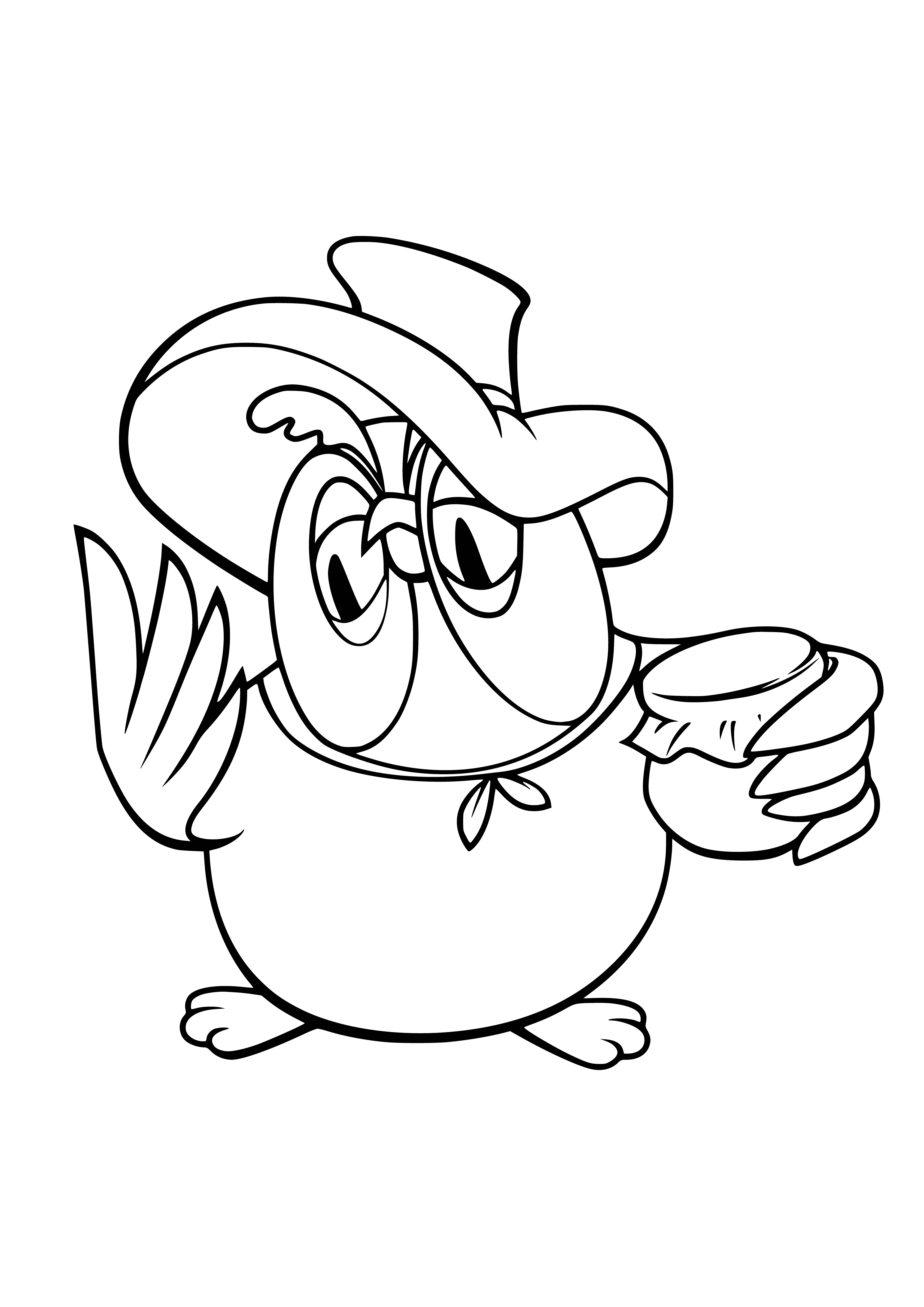 A Wise Owl from Winnie the Pooh is holding a book and wearing a blue scarf. #WinniethePooh #ColoringPage