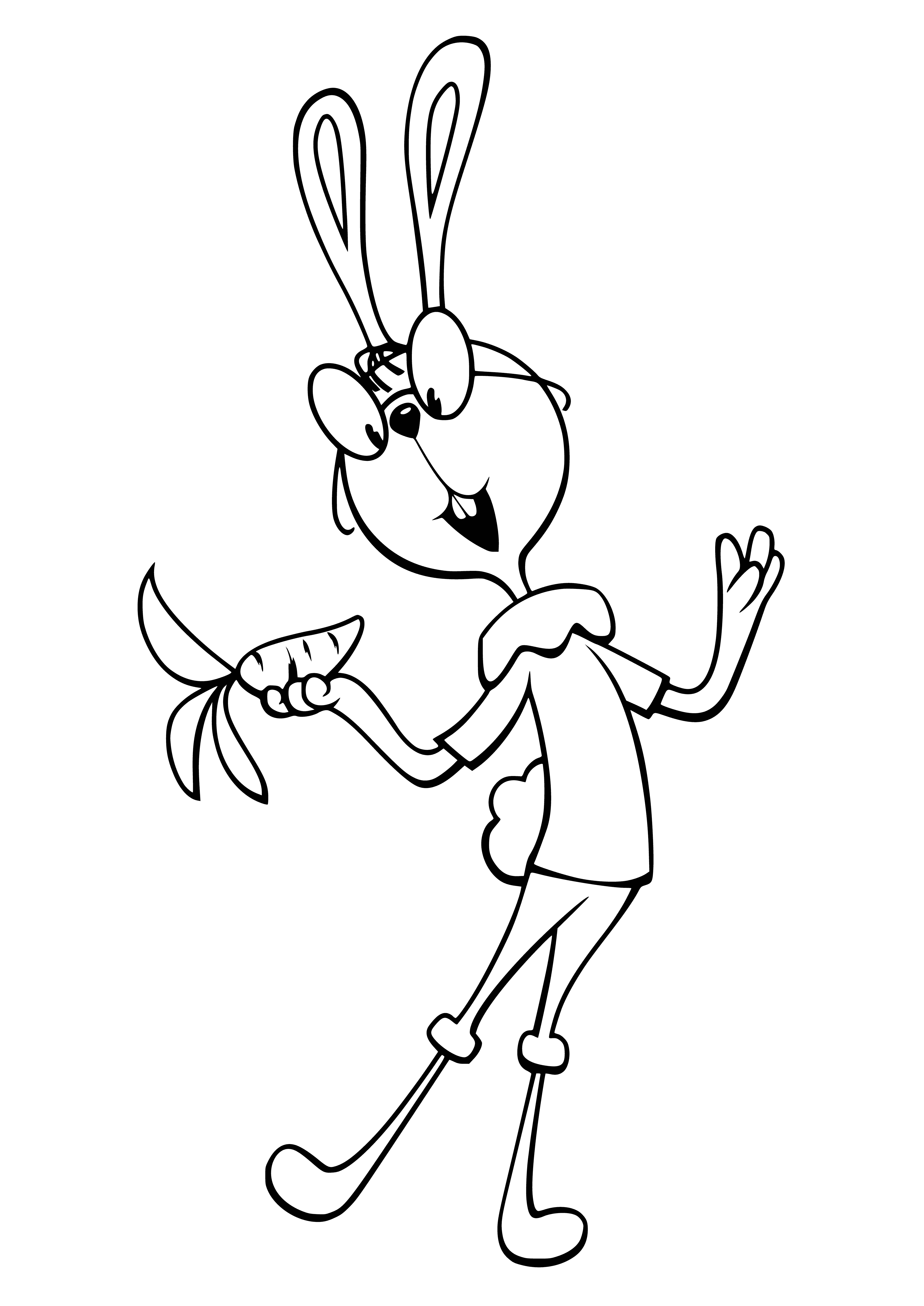 coloring page: Cute cartoon rabbit holding carrot in mouth, brown fur & big ears. Standing on hind legs. #WinnieThePooh #coloringpage