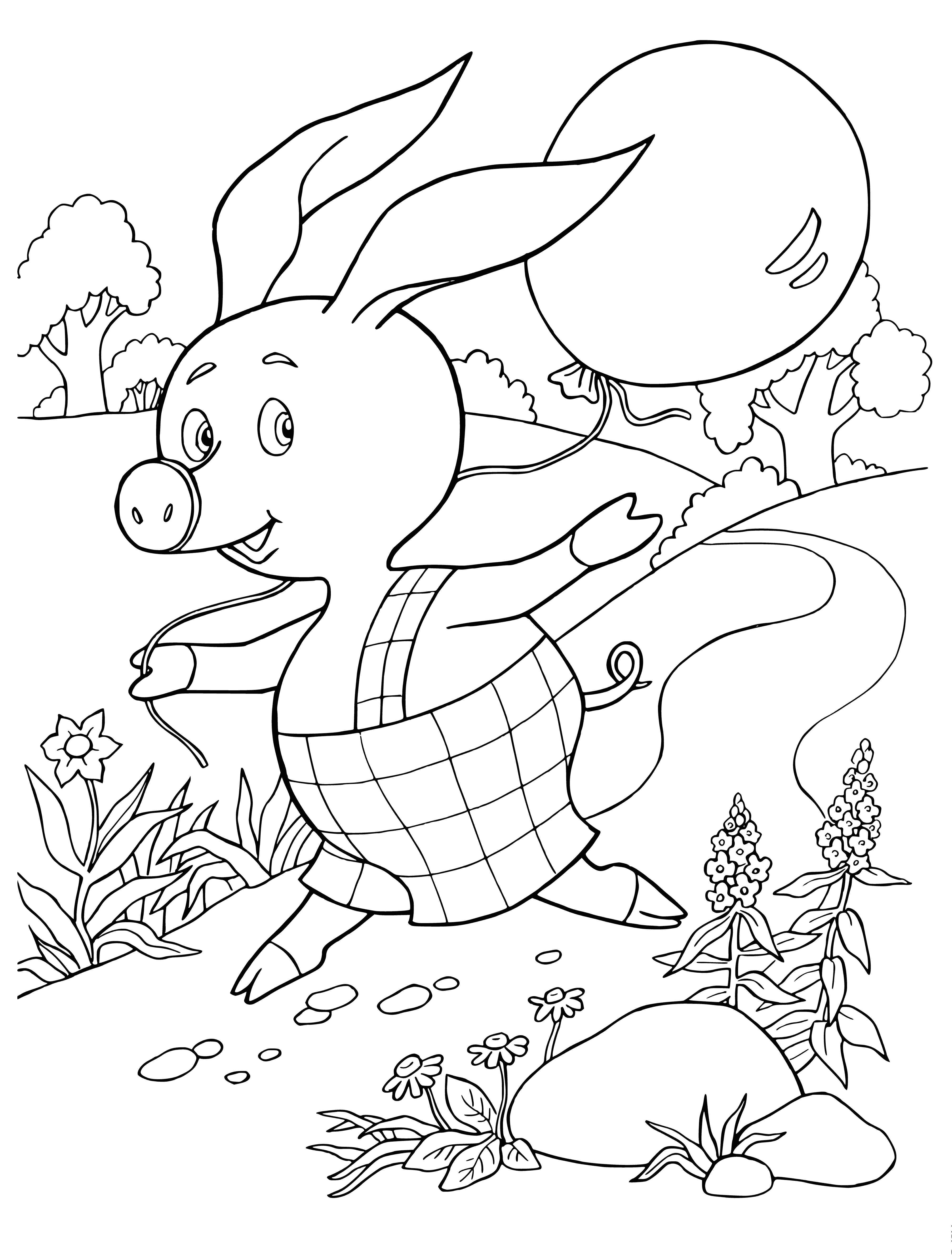 coloring page: Piglet is Winnie's timid but loyal friend. He's always willing to help when needed, even though he's scared of many things.