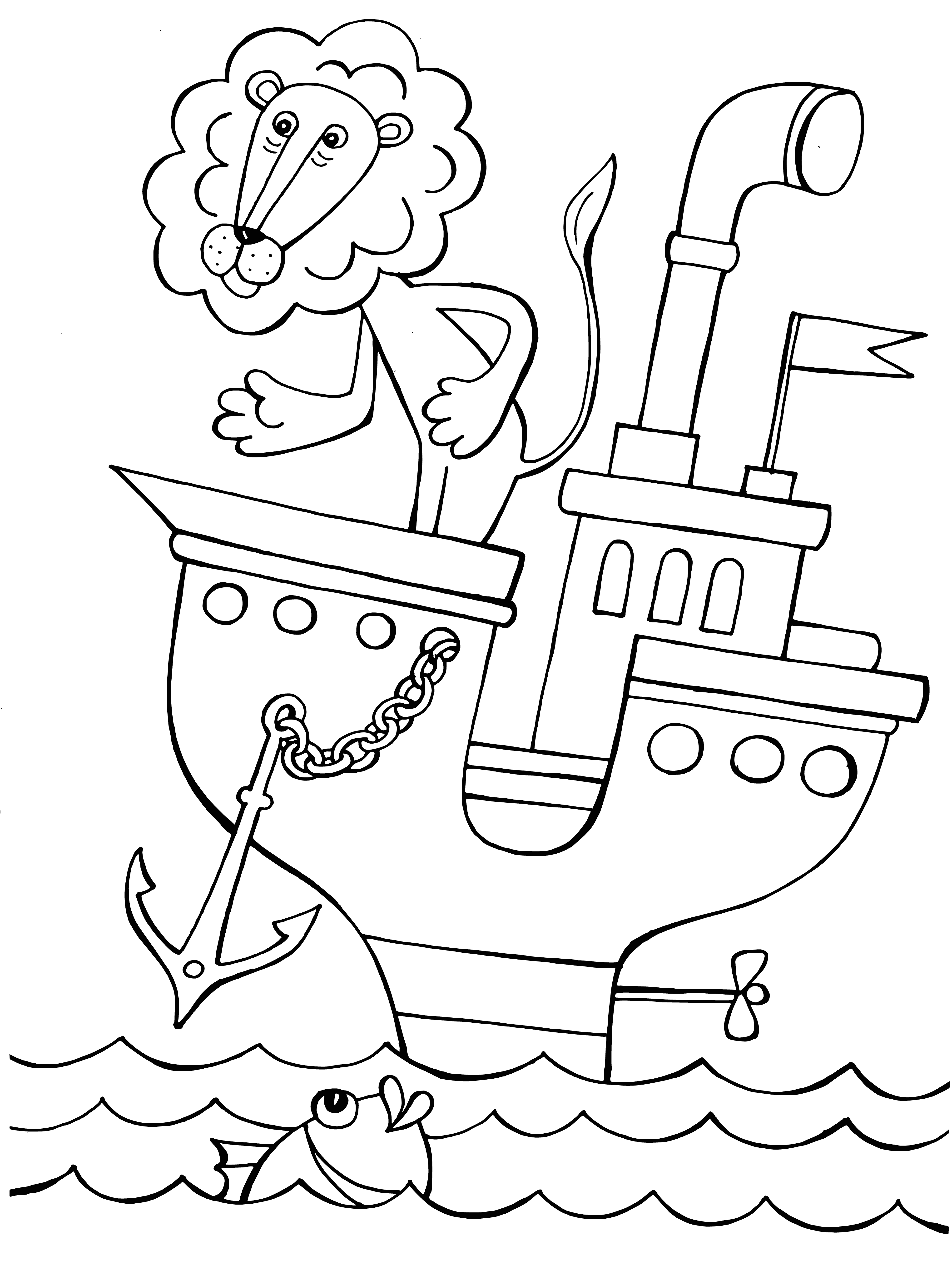 Boniface sur le bateau coloriage