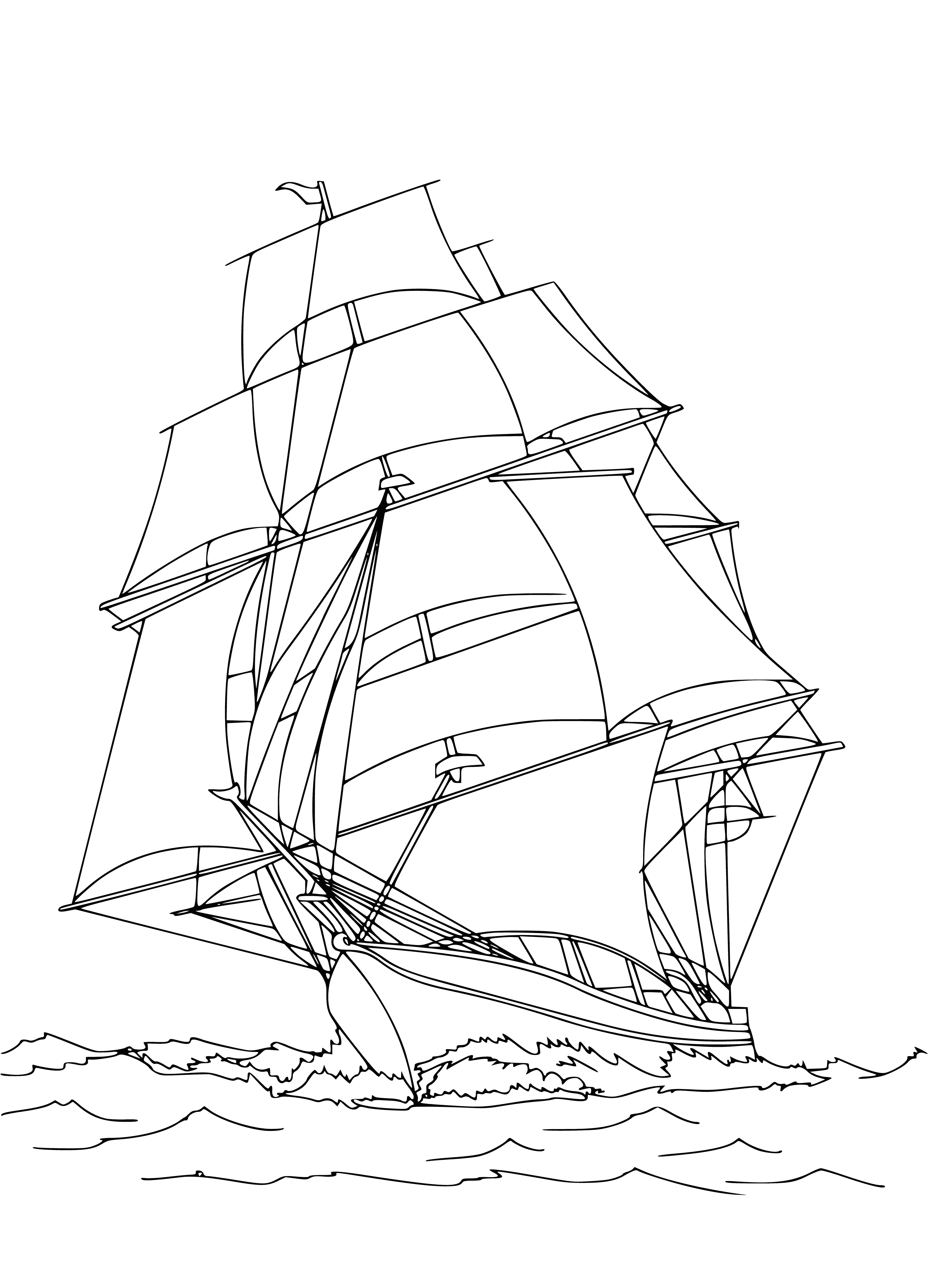 coloring page: Sailboats can range in size from small dinghies to ocean-going vessels, propelled by wind and operated with sails. #sailing #boating