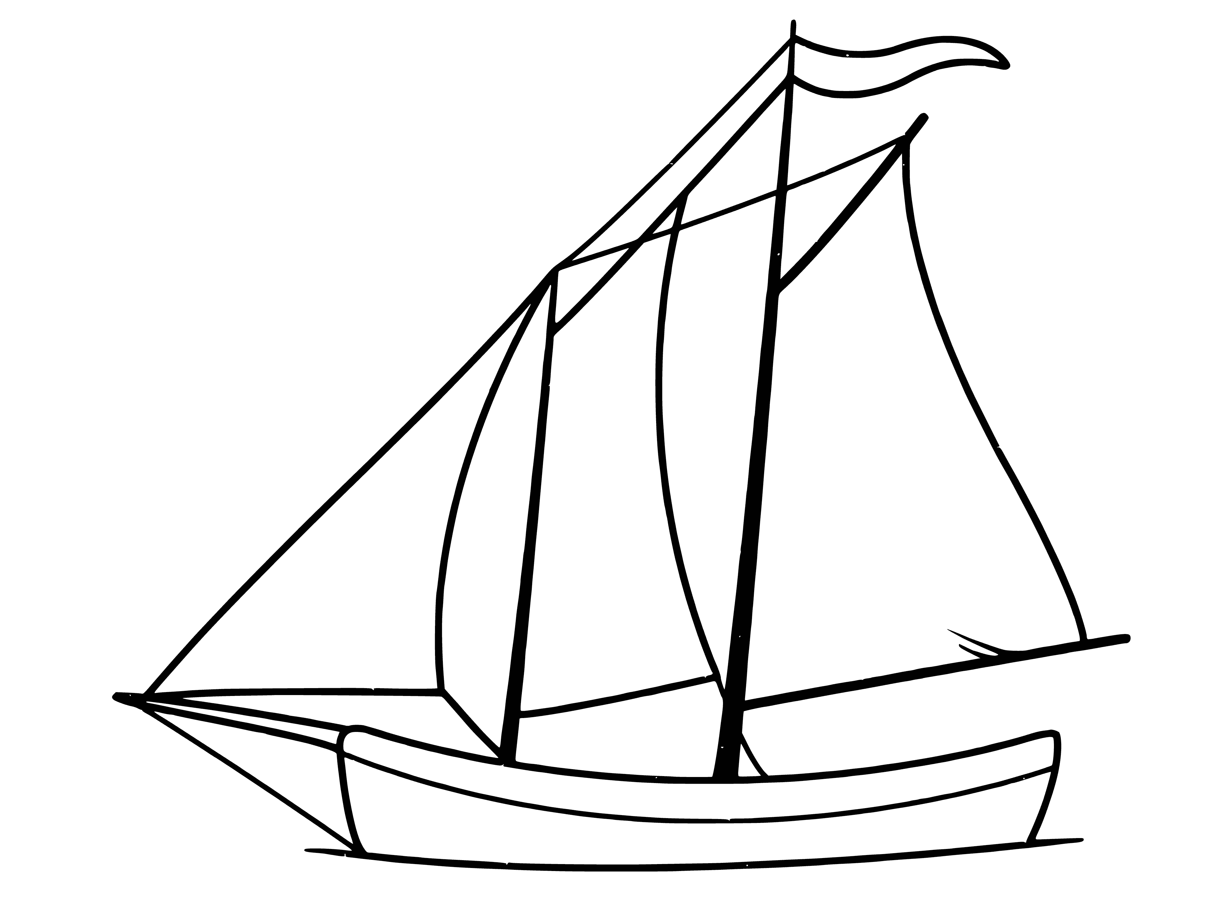 coloring page: A white-hulled sailboat behind a buoy with a brown mast on the water in a coloring page.