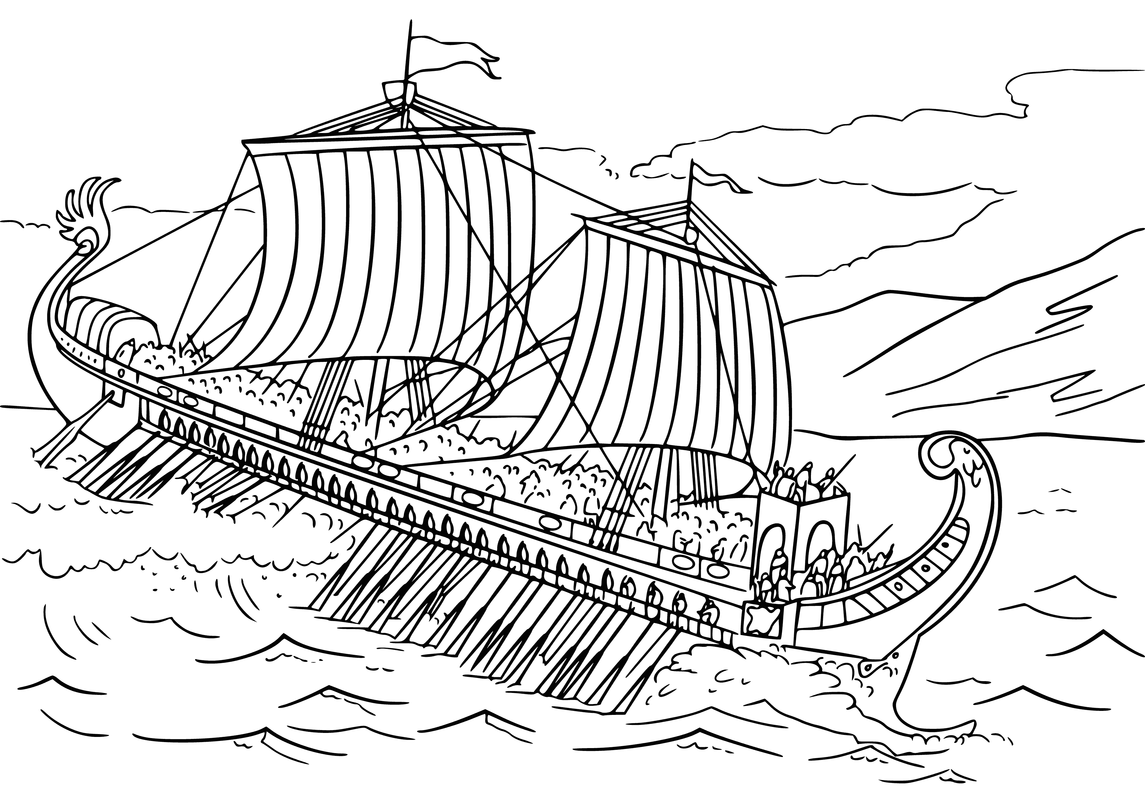 Antique battle ship coloring page