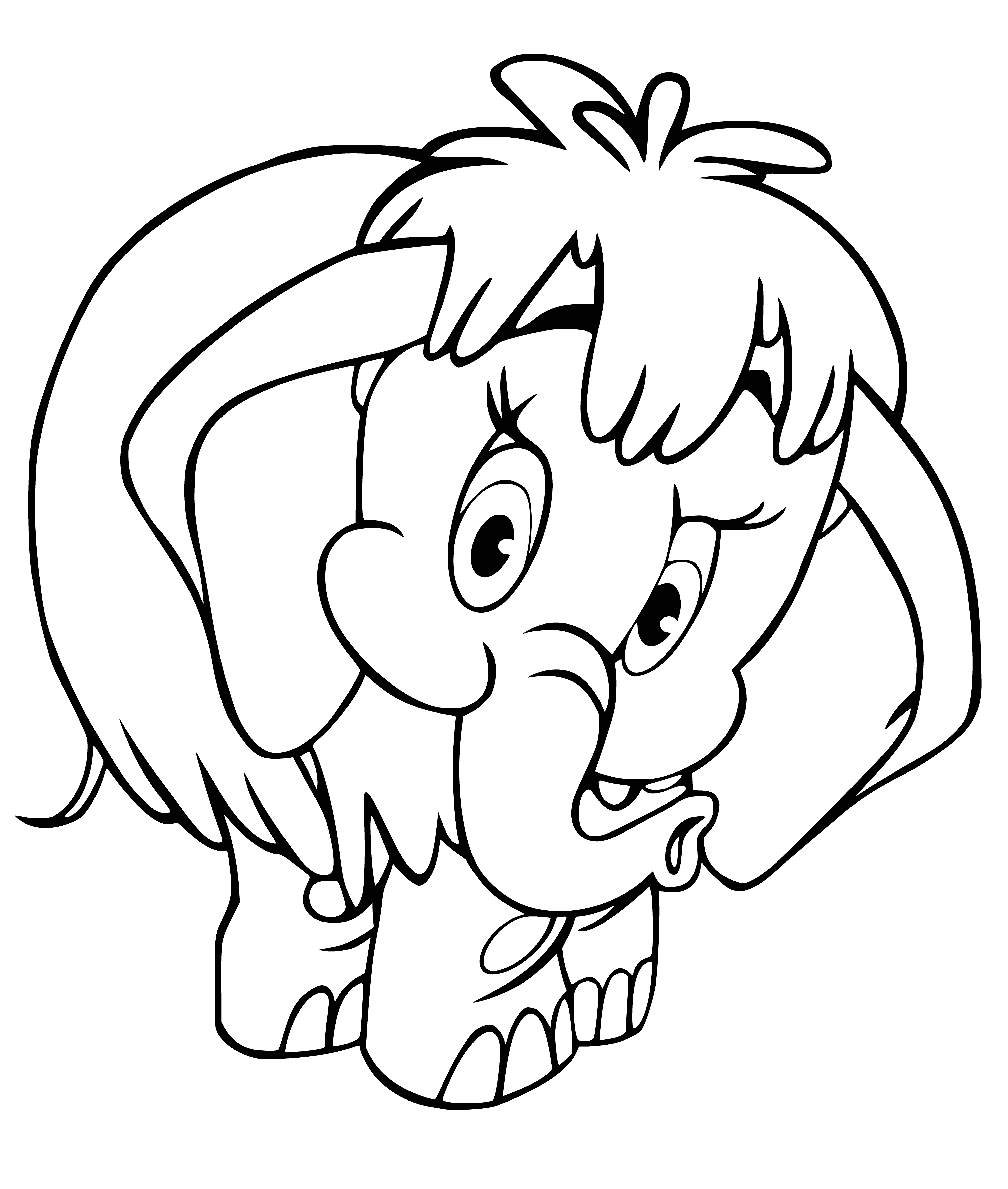 coloring page: Mammoths are huge animals with long trunks, big ears & thick fur that helps them stay warm in cold weather.