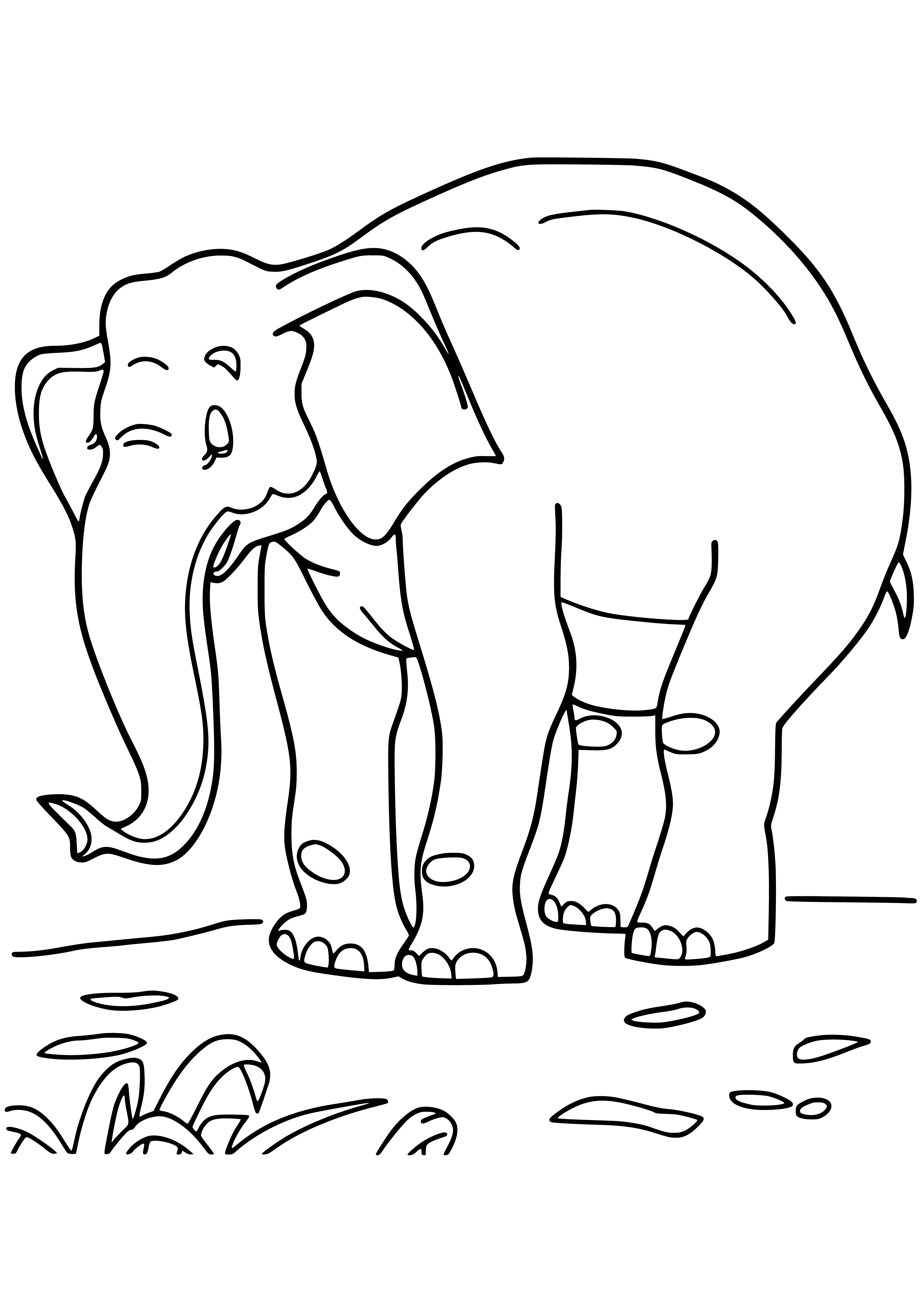 coloring page: Mammoths are gentle giants: furry, curious and eager to explore their surroundings.