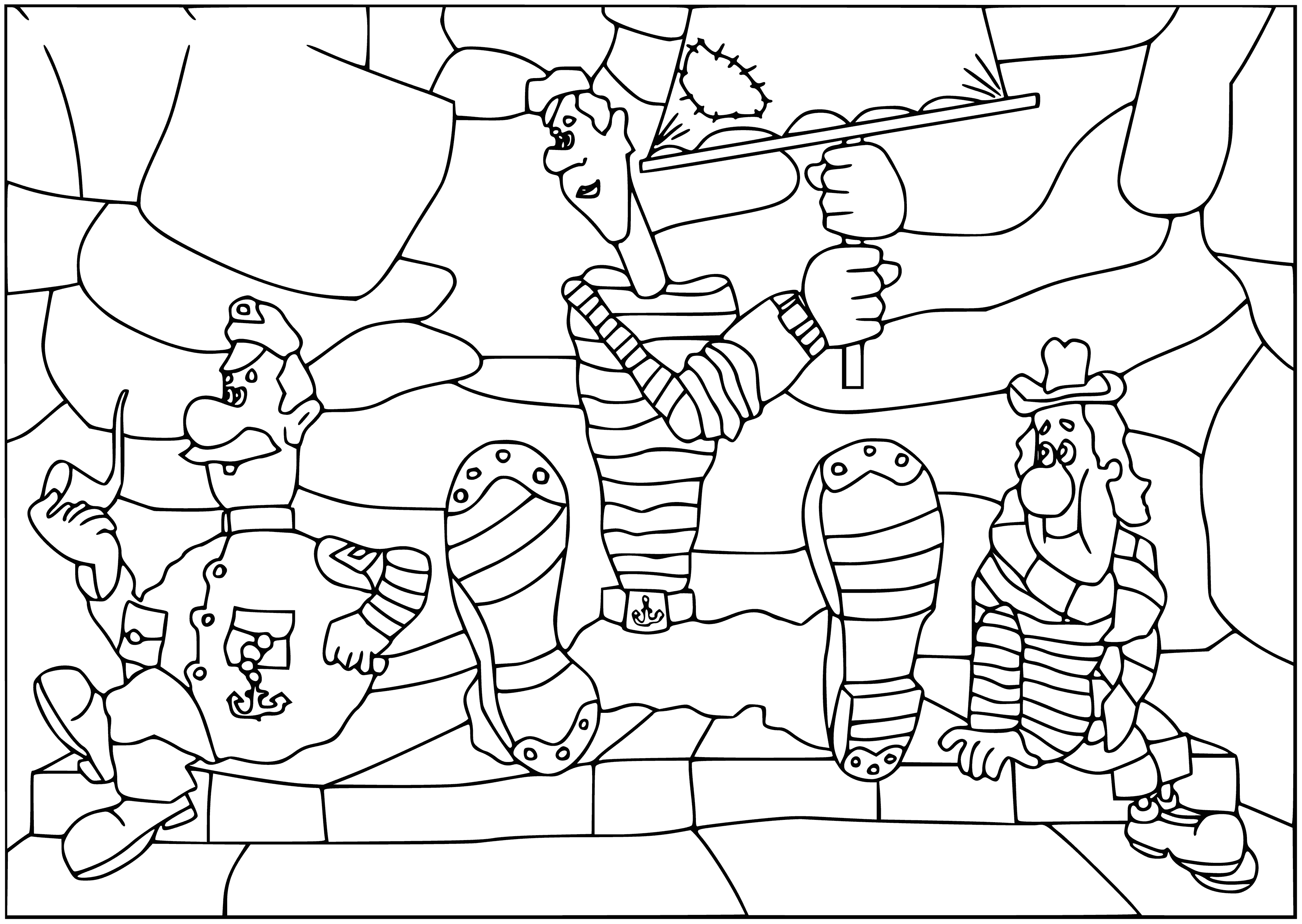 coloring page: Boy and girl playing in park, laughing and having a great time. Girl on a swing, boy chasing a butterfly.