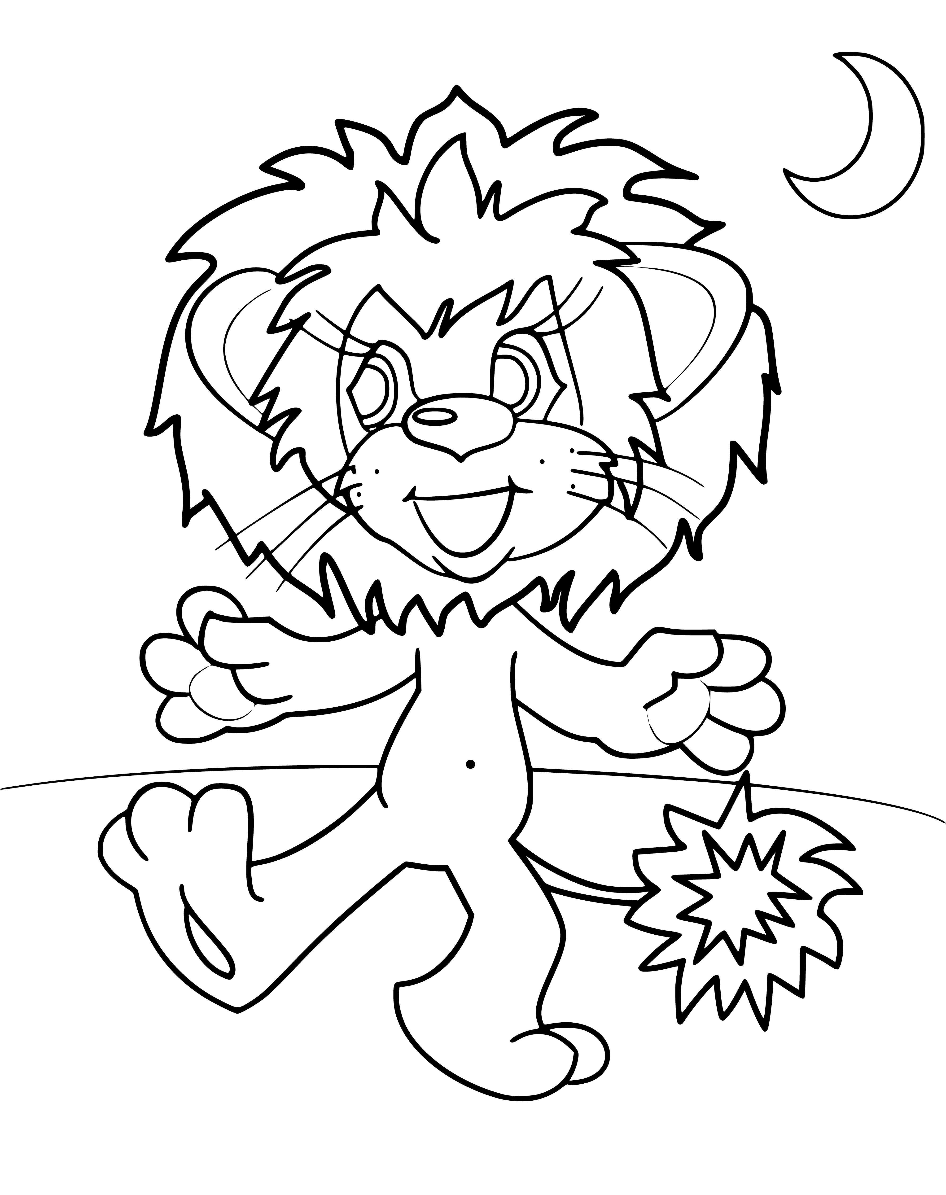 coloring page: A lion cub and turtle sing a song together, sitting on a rock in a coloring page.