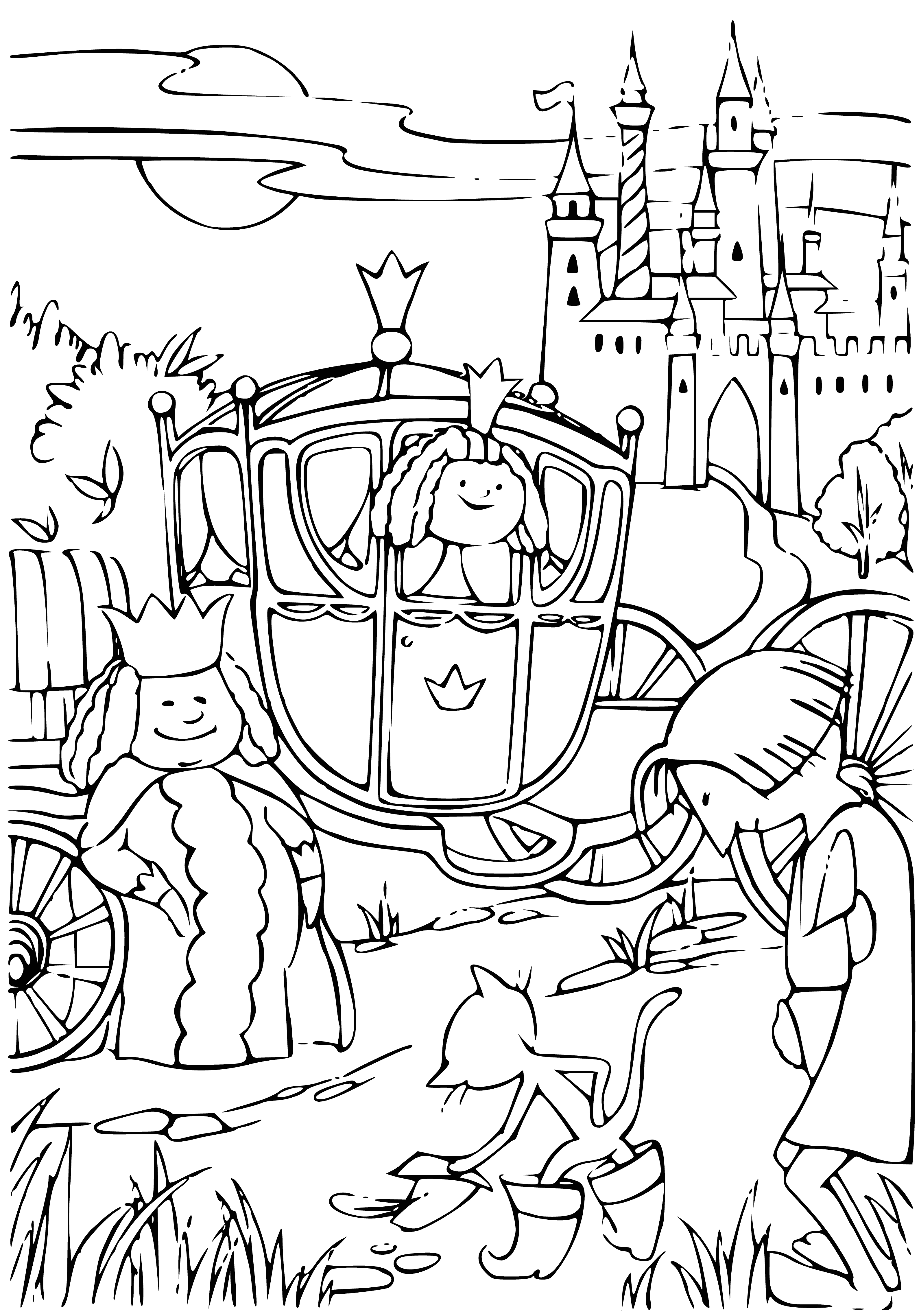 coloring page: Cat & mouse stand face-to-face in a coloring page: cat happy, mouse scared, trying to escape.