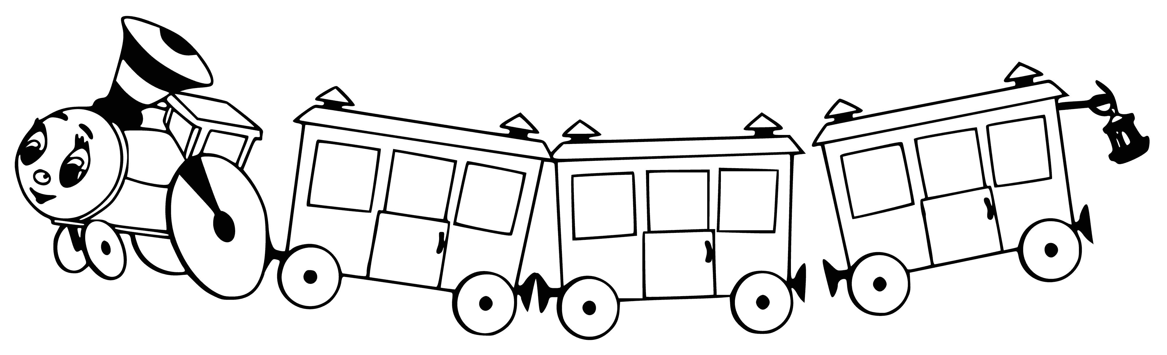 Паровозик из Ромашково с вагонами раскраска