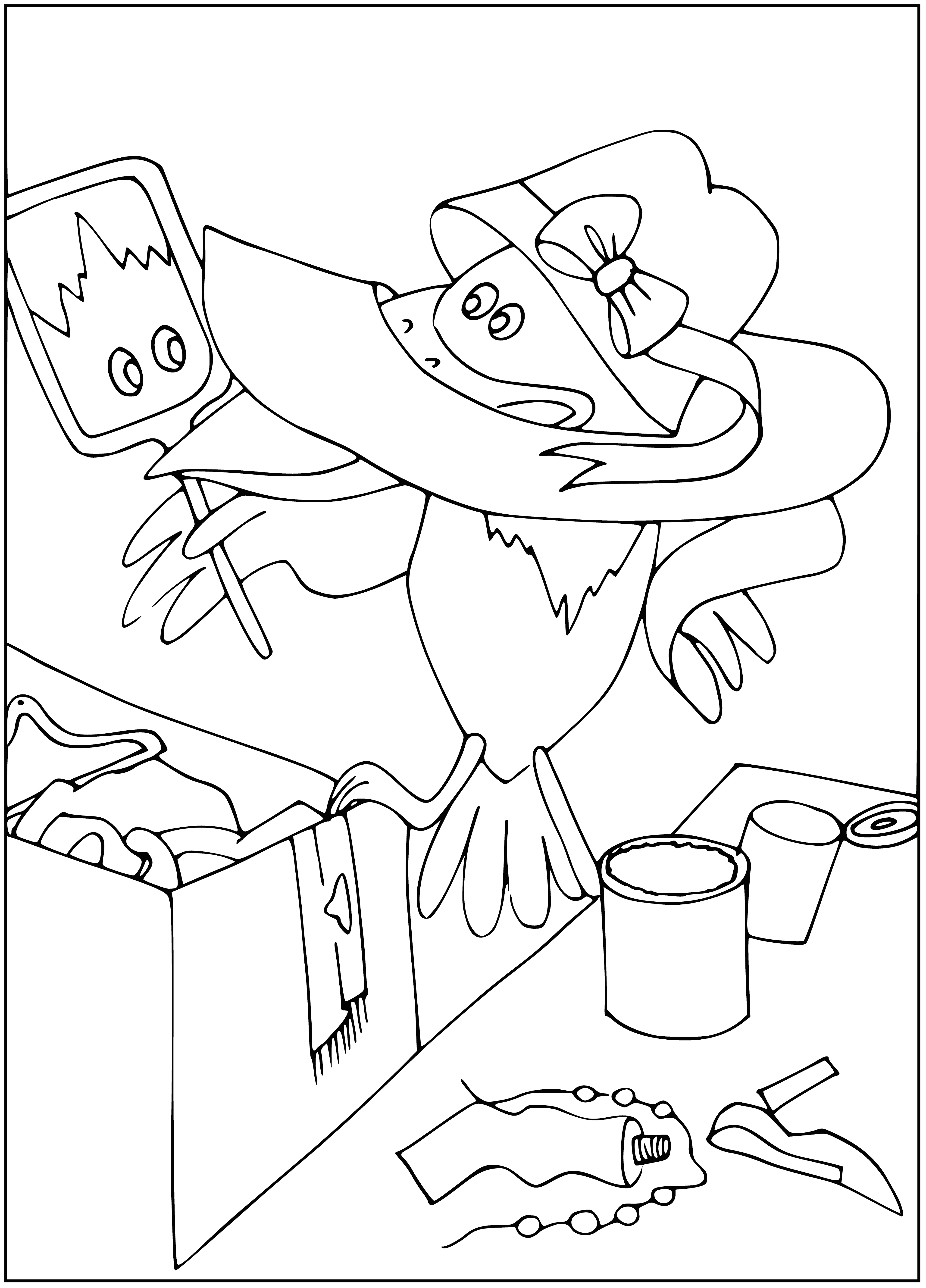 coloring page: Prodigal crow returns home to old friends, joyfully reunited.