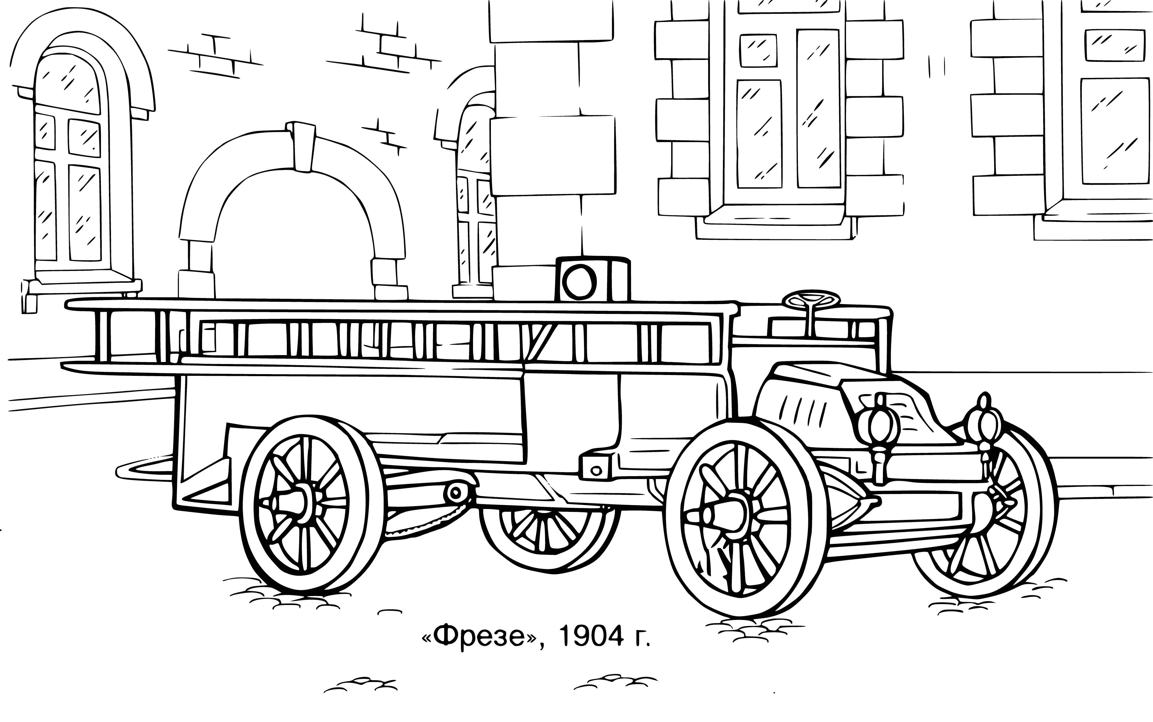 coloring page: Firefighter & police officer in uniforms, holding fire hose & night stick, stand at a writing desk with papers.