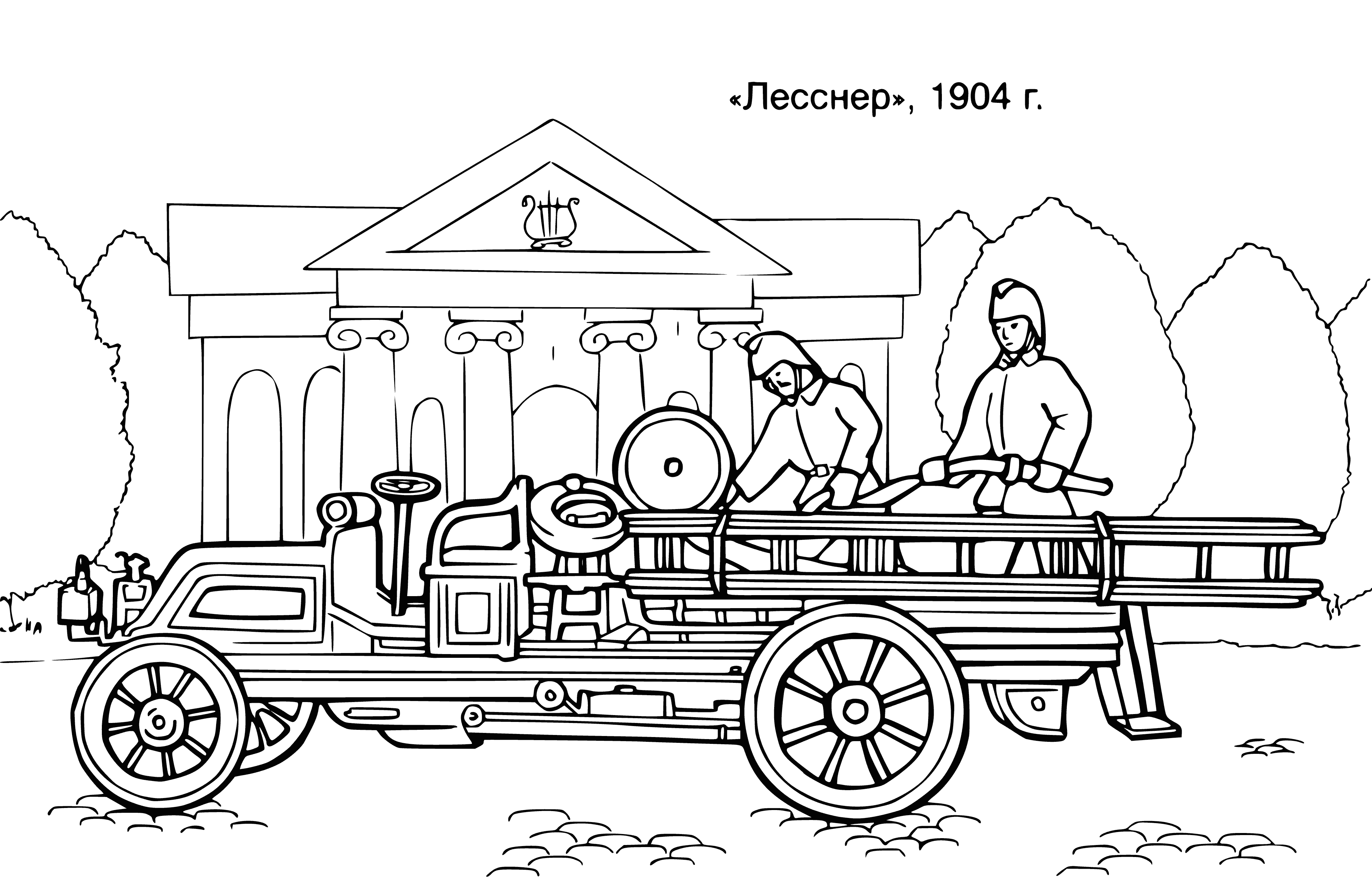 coloring page: Coloring page with fire truck, firefighter in uniform, ladders, and "FIRE" written on side. Great for learning & fun! #coloring #firetruck