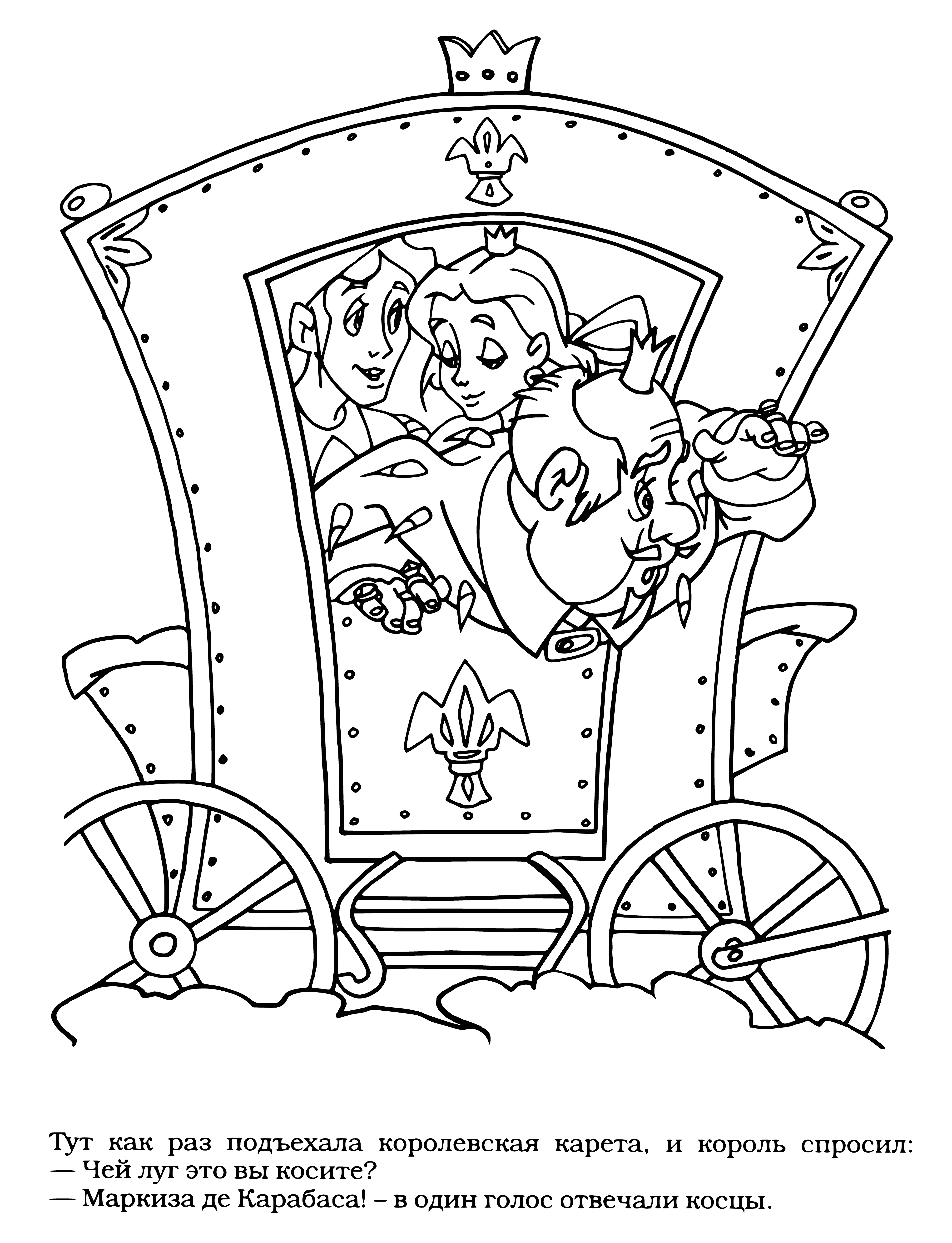 coloring page: Woman in carriage reads a book while wearing a large hat. #classiclook #literature