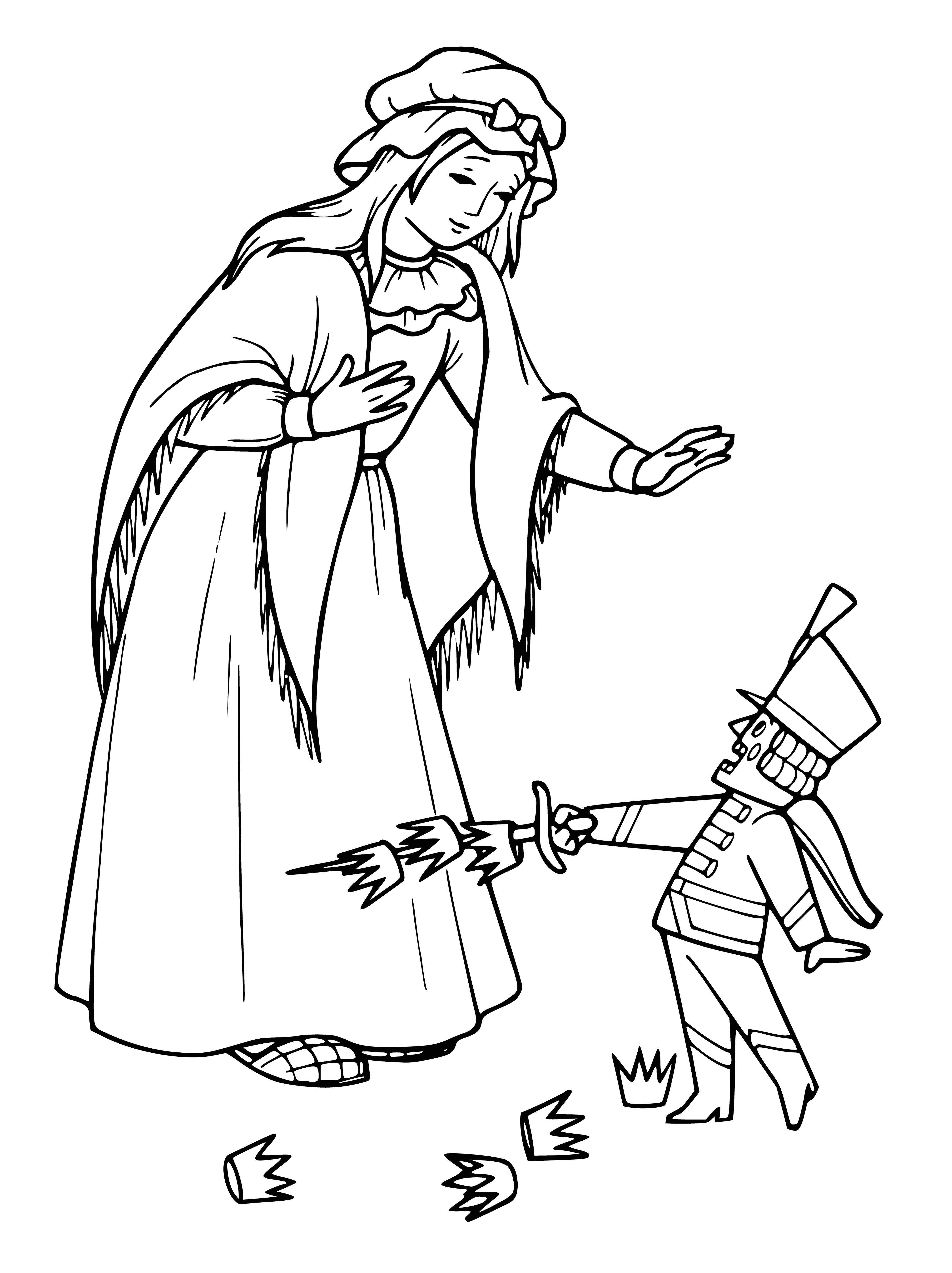 coloring page: Marie & Nutcracker go on a magical adventure to save Nutcracker's kingdom from the Mouse King. In end, Nutcracker is a human & Marie lives happily ever after. #fairytale