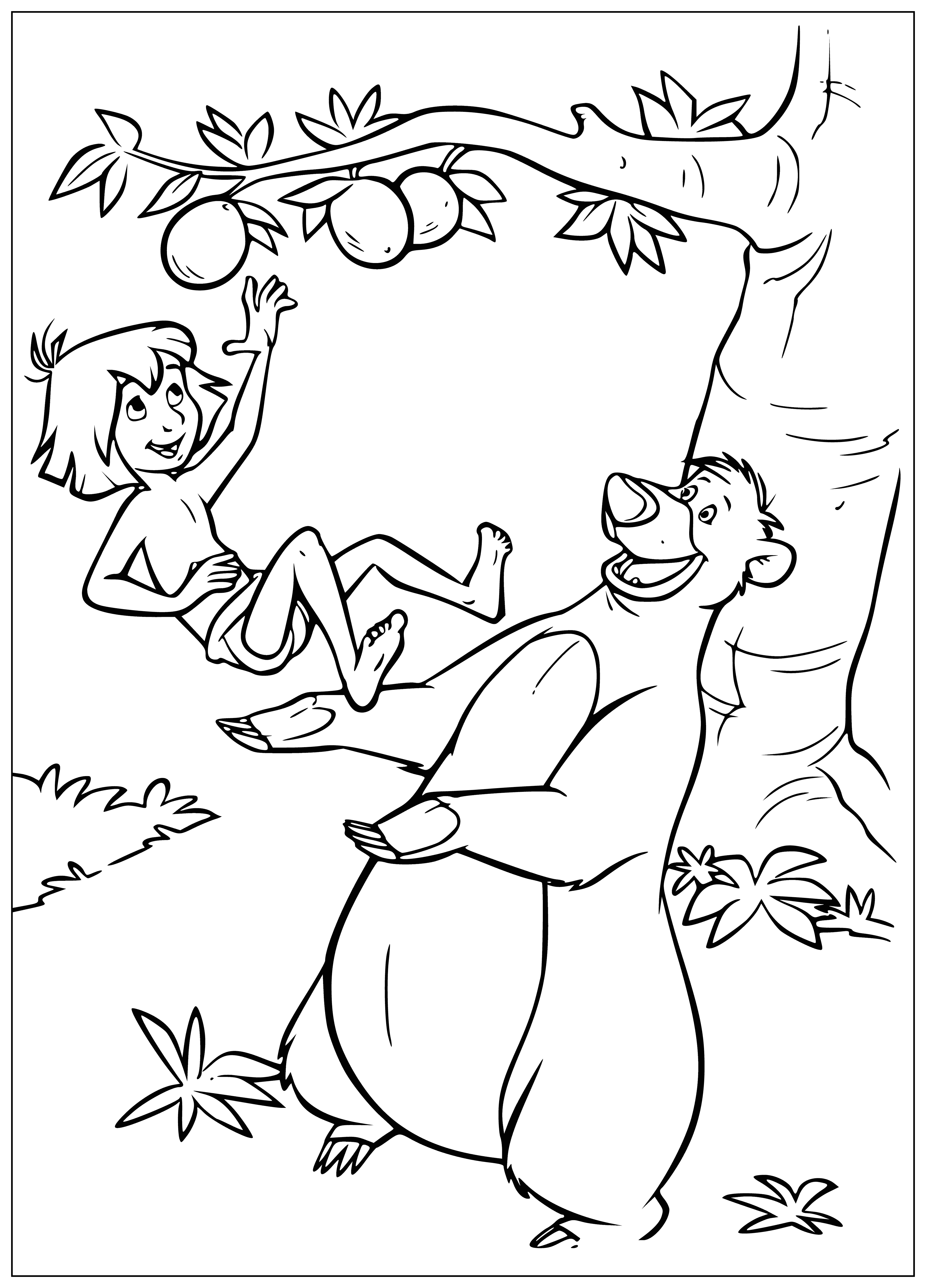 coloring page: Brown bear with long nose walks in jungle, looking for something. #junglelife