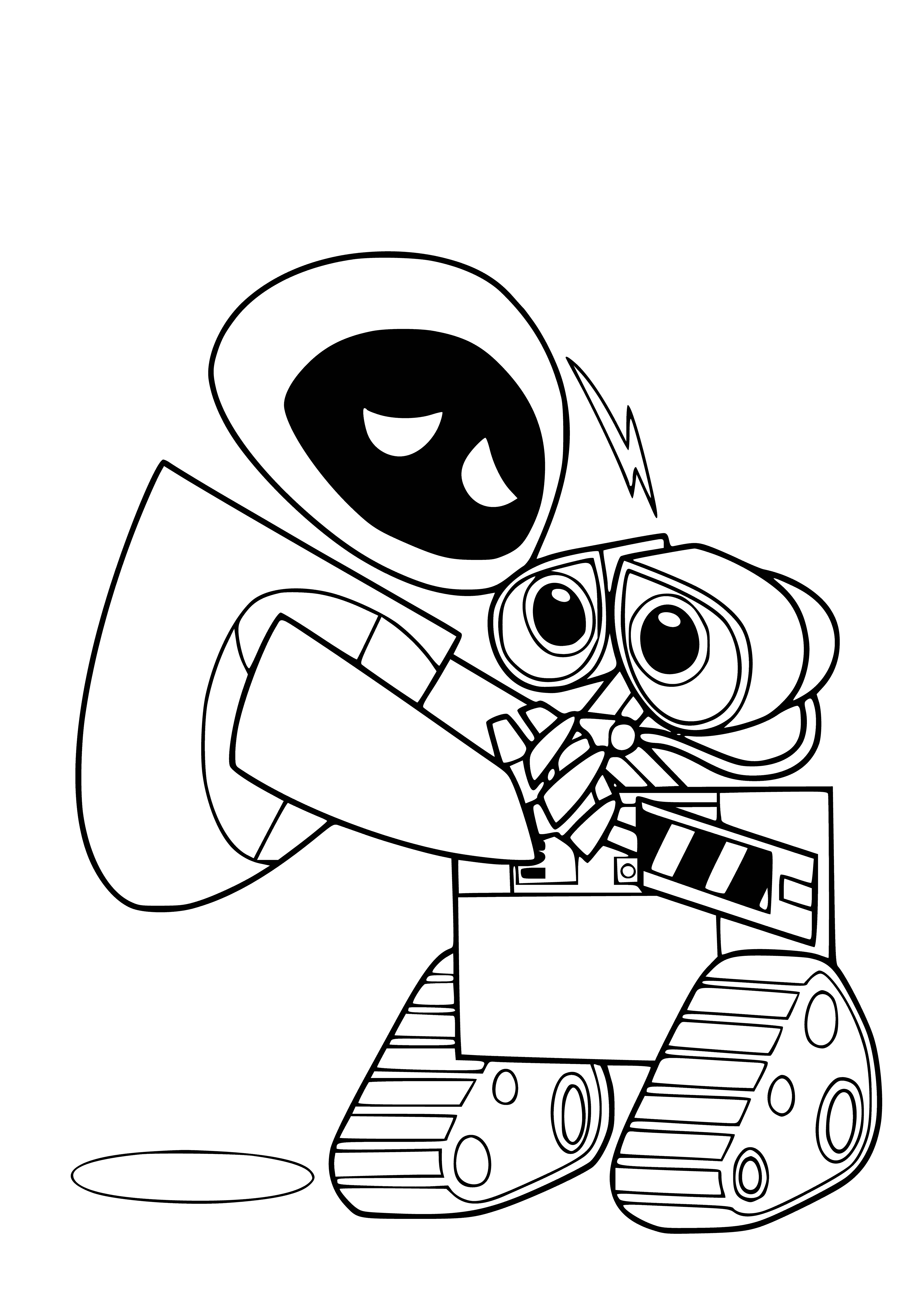 coloring page: Wall-e & Eve from movie Wall-e happily looking at each other in a coloring page. #ColoringBook