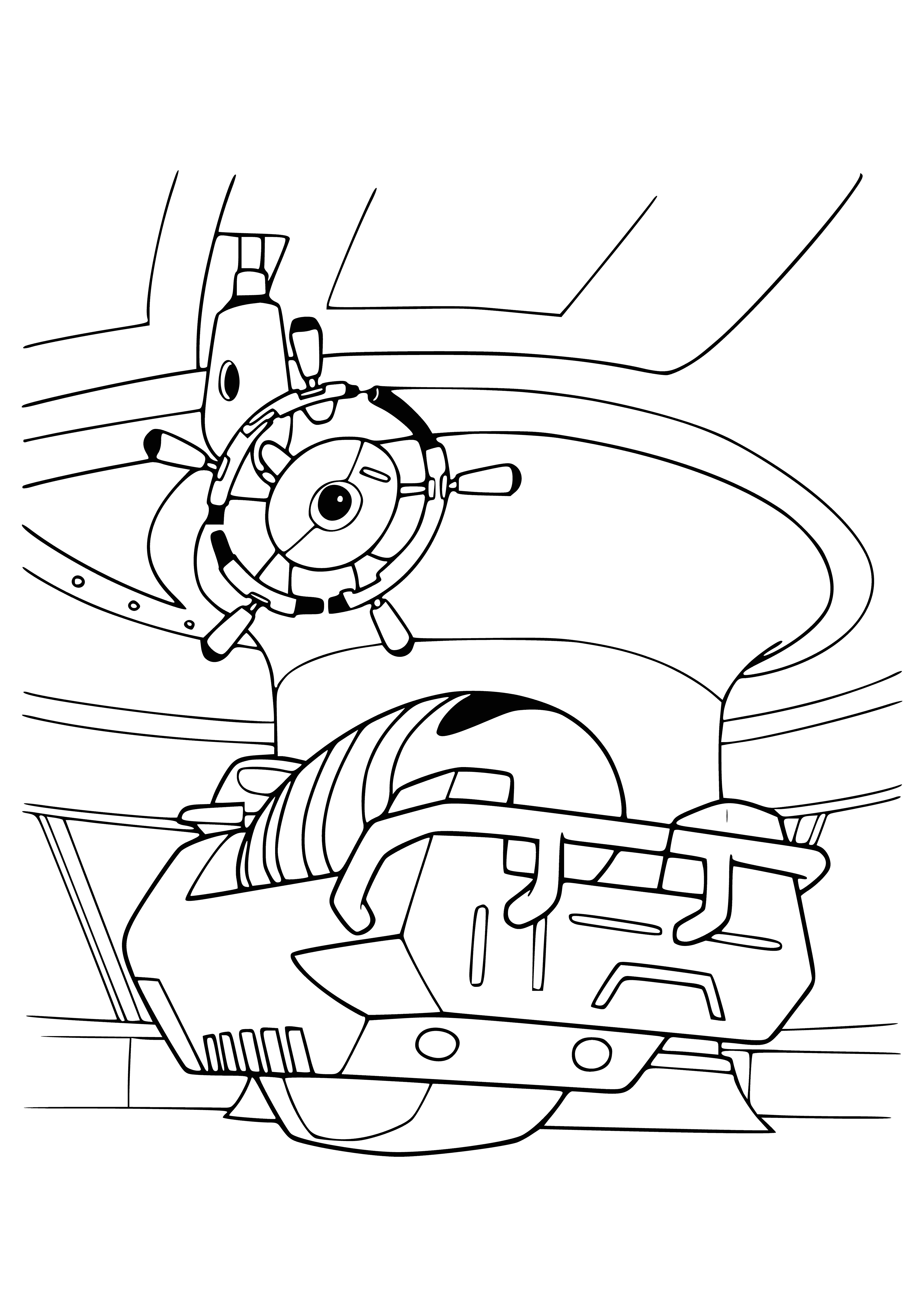 coloring page: Wall-e's main computer is powerful, able to process large amounts of data & communicate with other machines in its world.