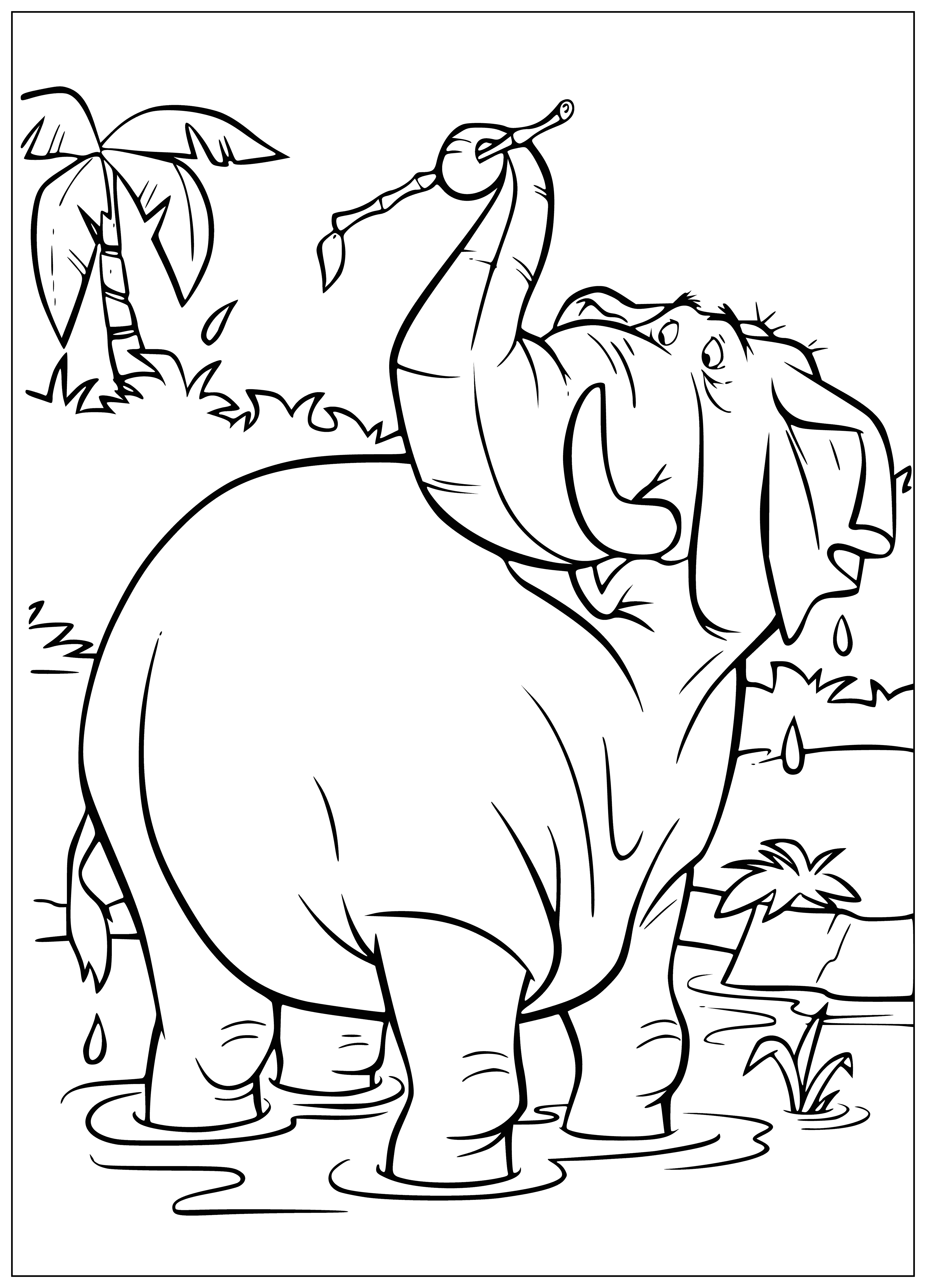 coloring page: Mowgli is raised in the jungle by wolves and befriends Baloo the bear who teaches him the ways of the jungle in The Jungle Book.