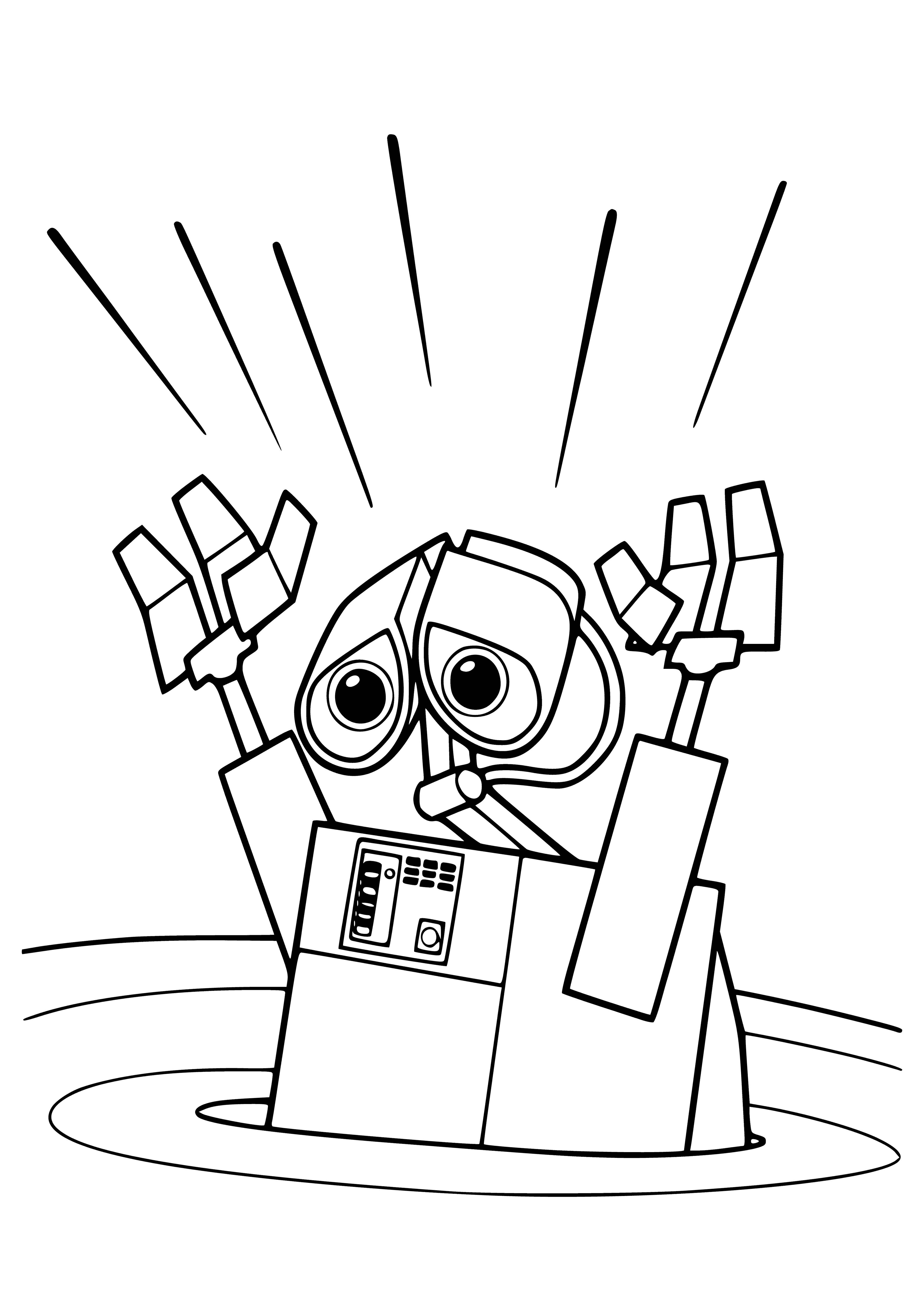 coloring page: A desolate, lifeless valley with no color or life; Wall-e Valley is a vast wasteland where nothing grows. #WalleValley