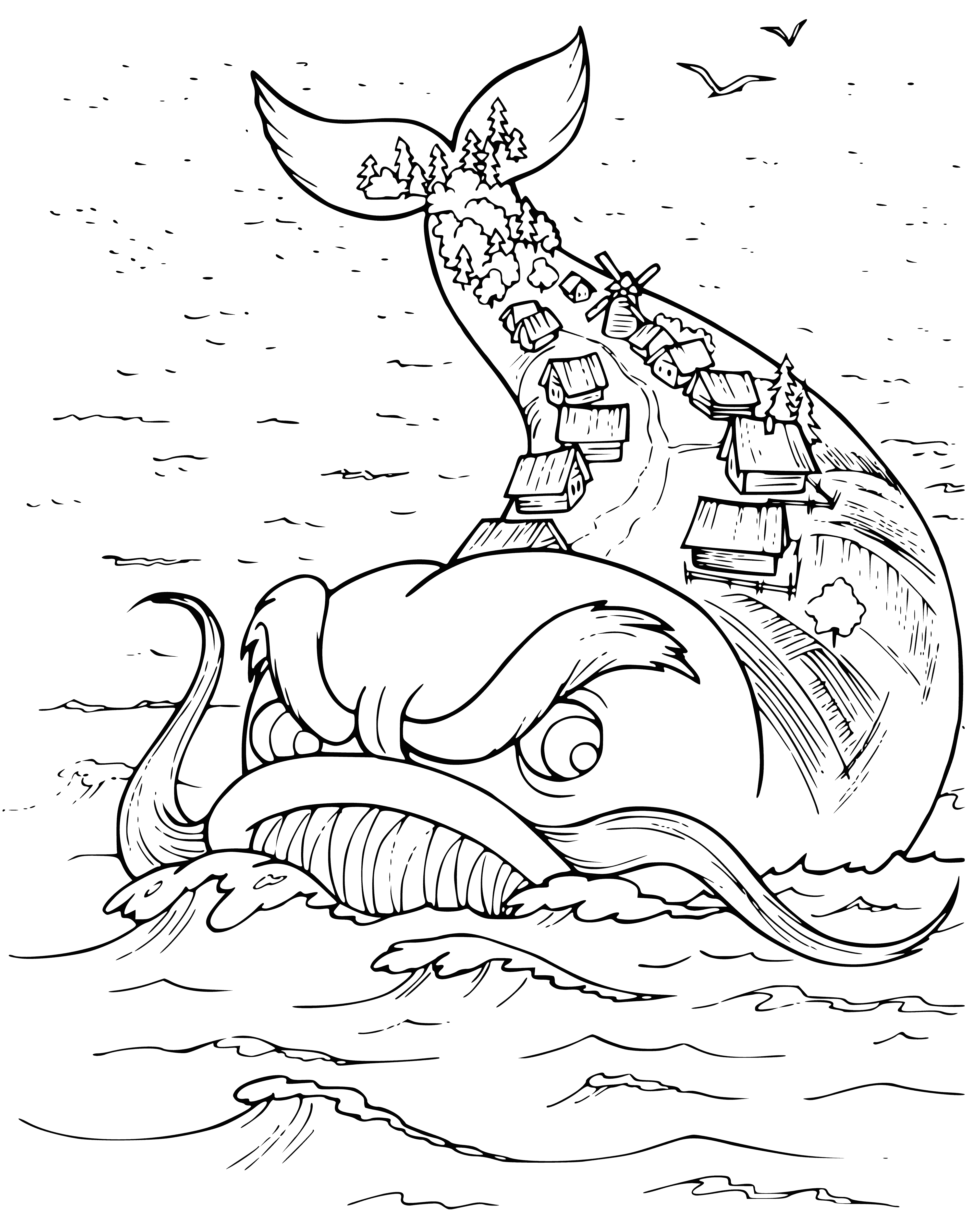 Wonder Yudo whale fish coloring page