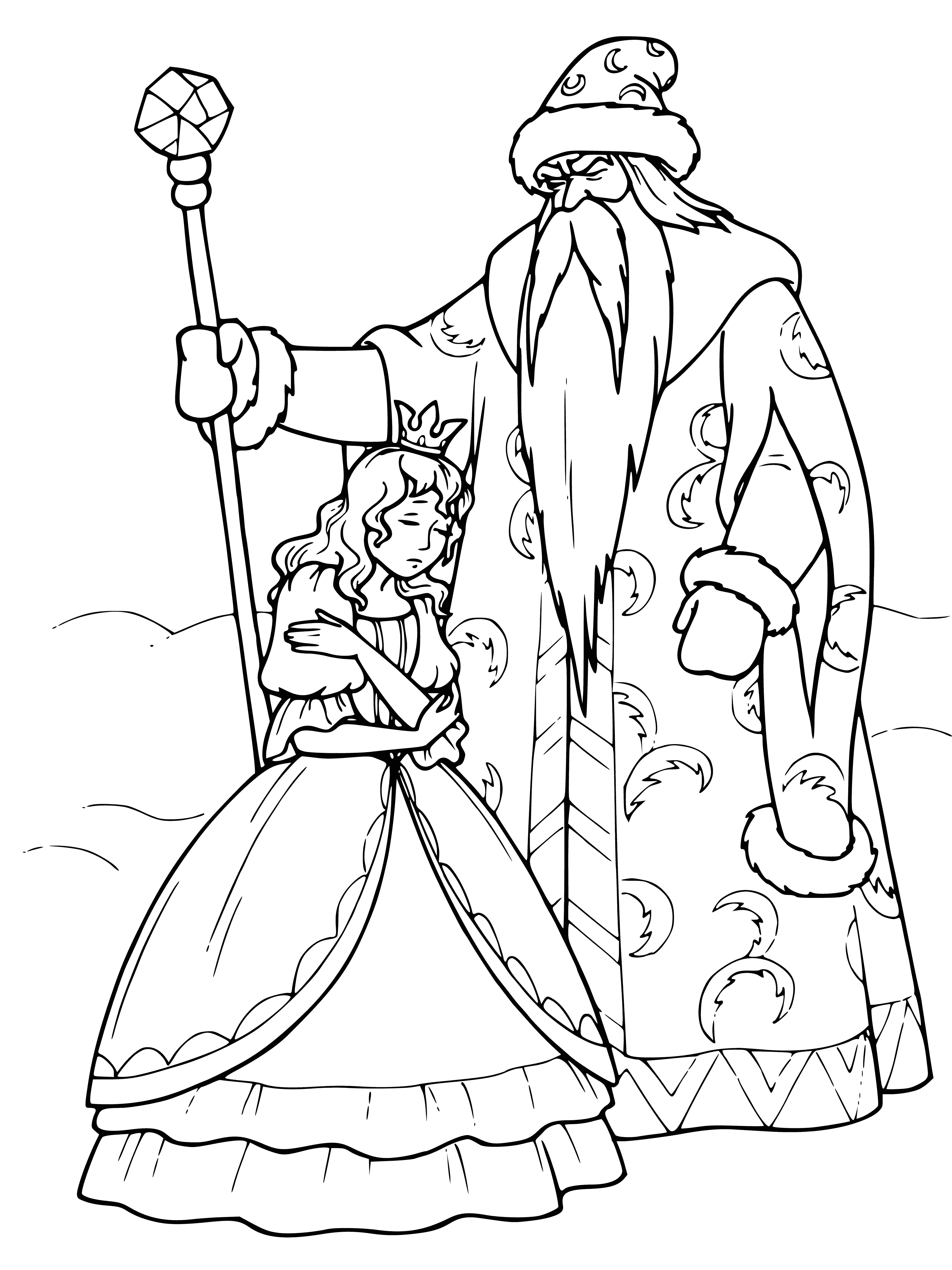 coloring page: Two men sit intently studying a book, in an atmosphere of seriousness.