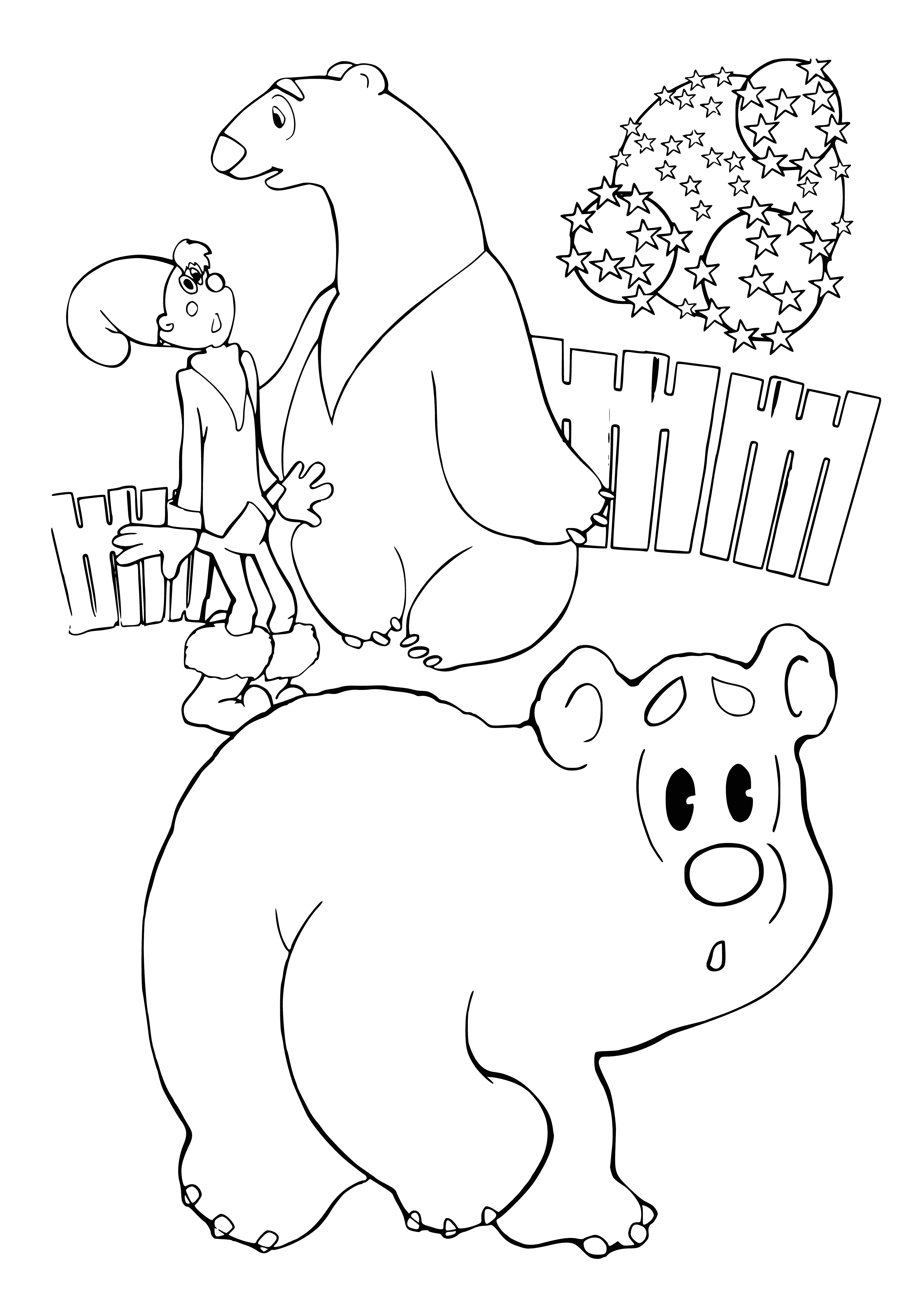 coloring page: Umka is a black and white dog who lives with a family, loves playing with the kids and chasing chickens in their garden.